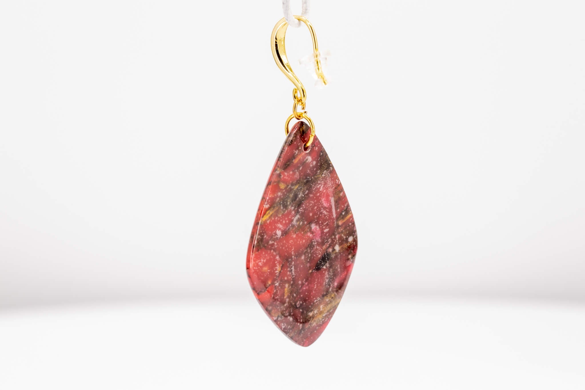 Crimson Stone Polymer Clay Earrings - Pearl Moon Creations