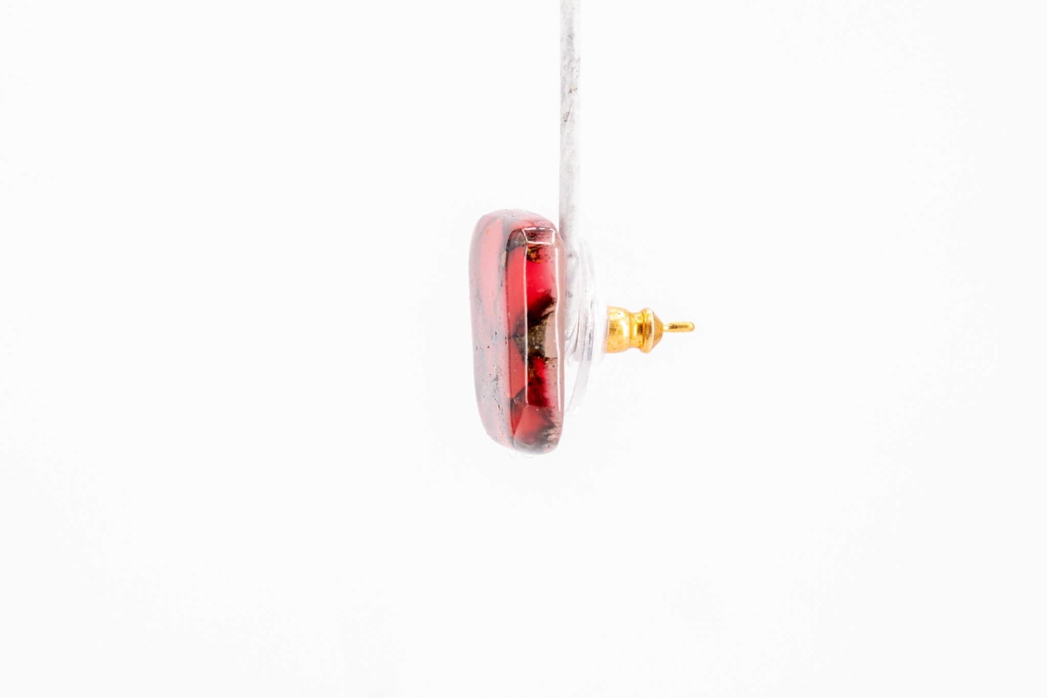 Crimson Stone Square Studs - Pearl Moon Creations