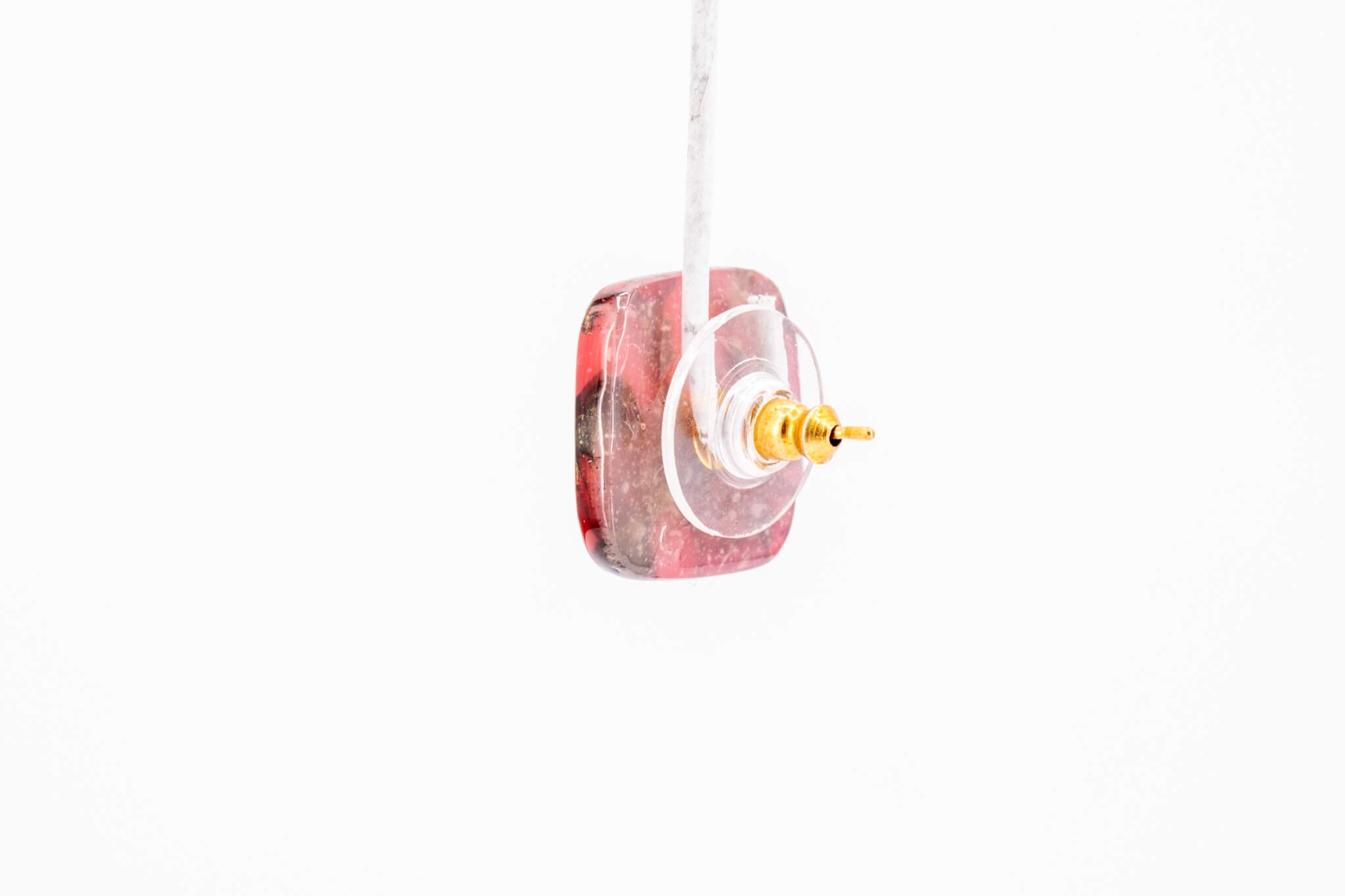 Crimson Stone Square Studs - Pearl Moon Creations