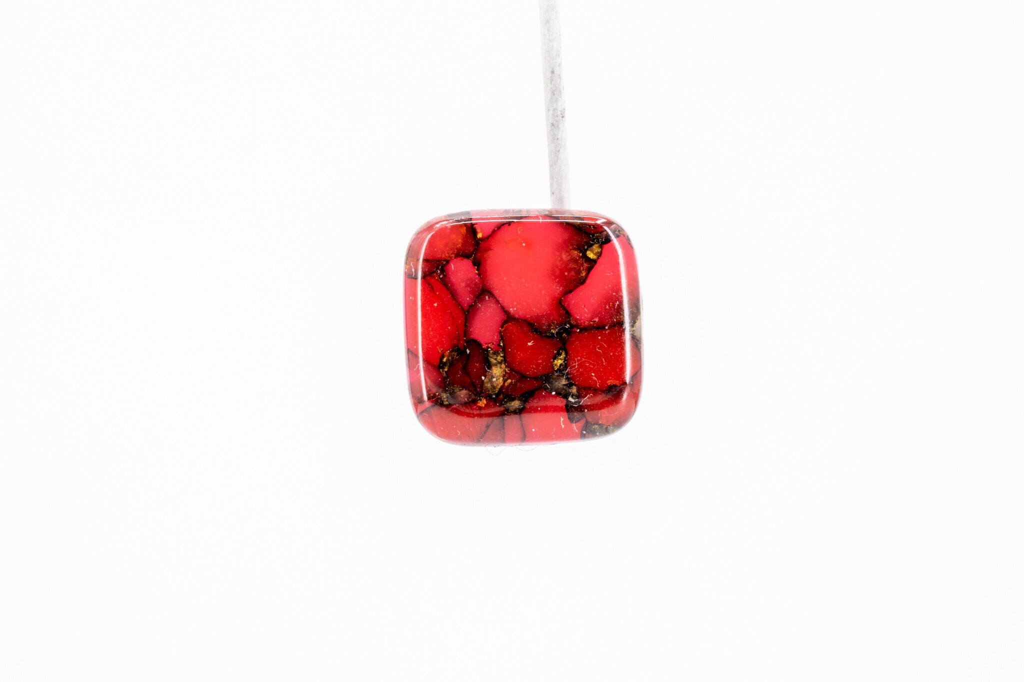 Crimson Stone Square Studs - Pearl Moon Creations