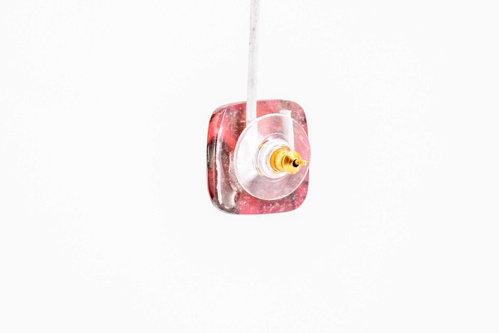 Crimson Stone Square Studs - Pearl Moon Creations