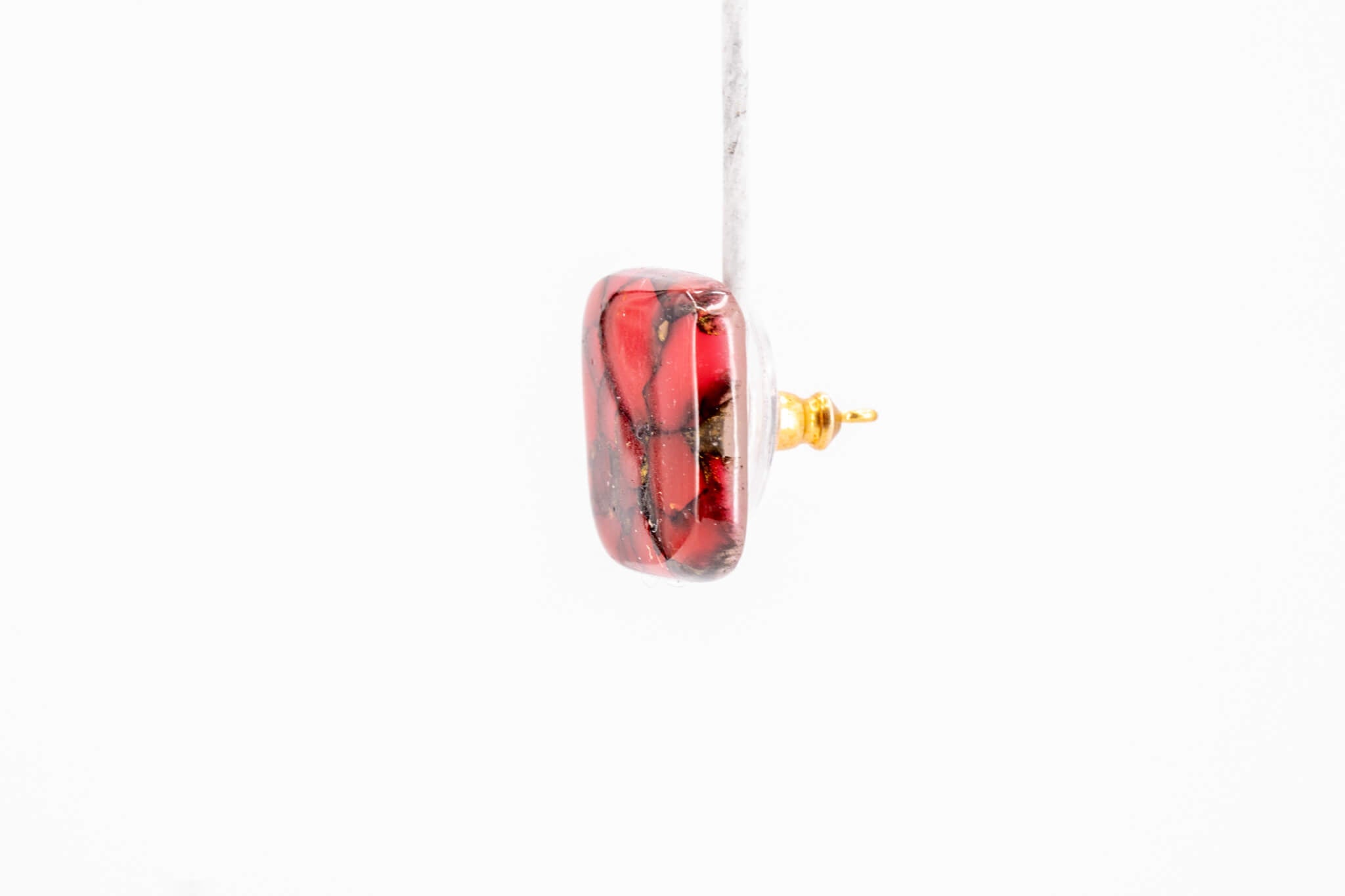 Crimson Stone Square Studs - Pearl Moon Creations