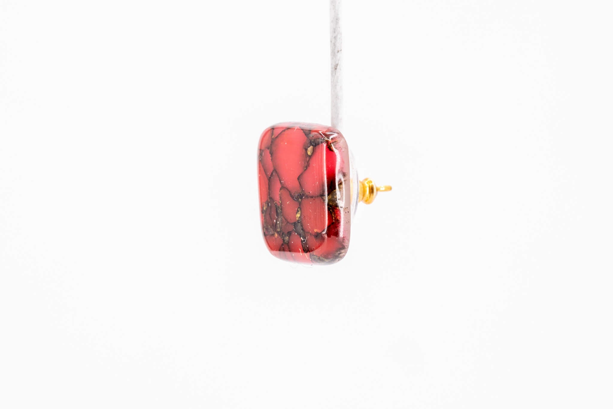 Crimson Stone Square Studs - Pearl Moon Creations