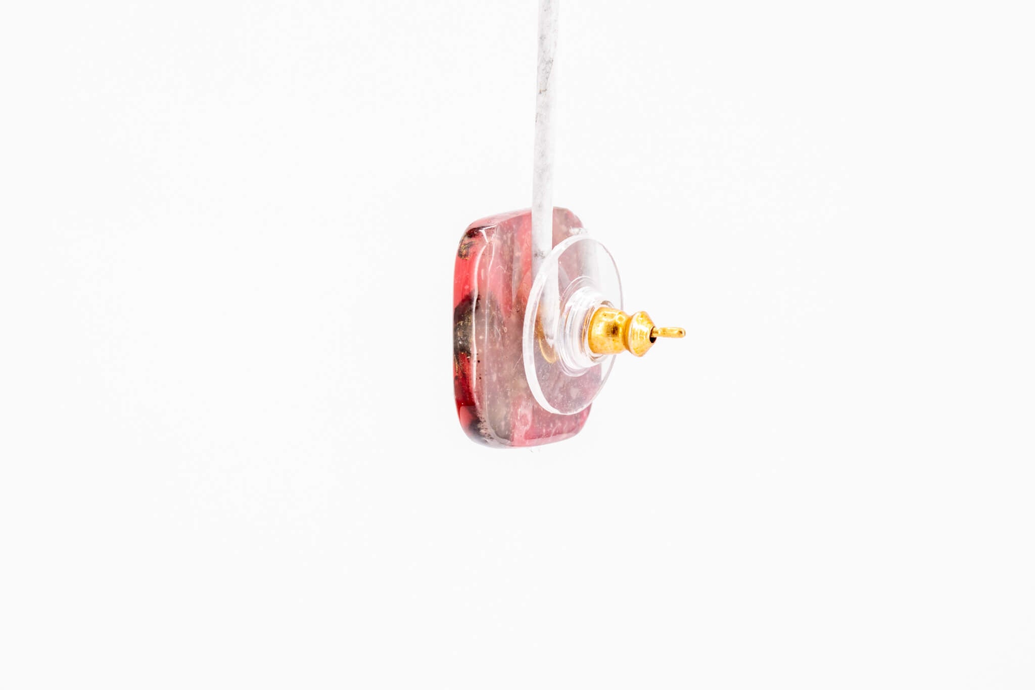 Crimson Stone Square Studs - Pearl Moon Creations