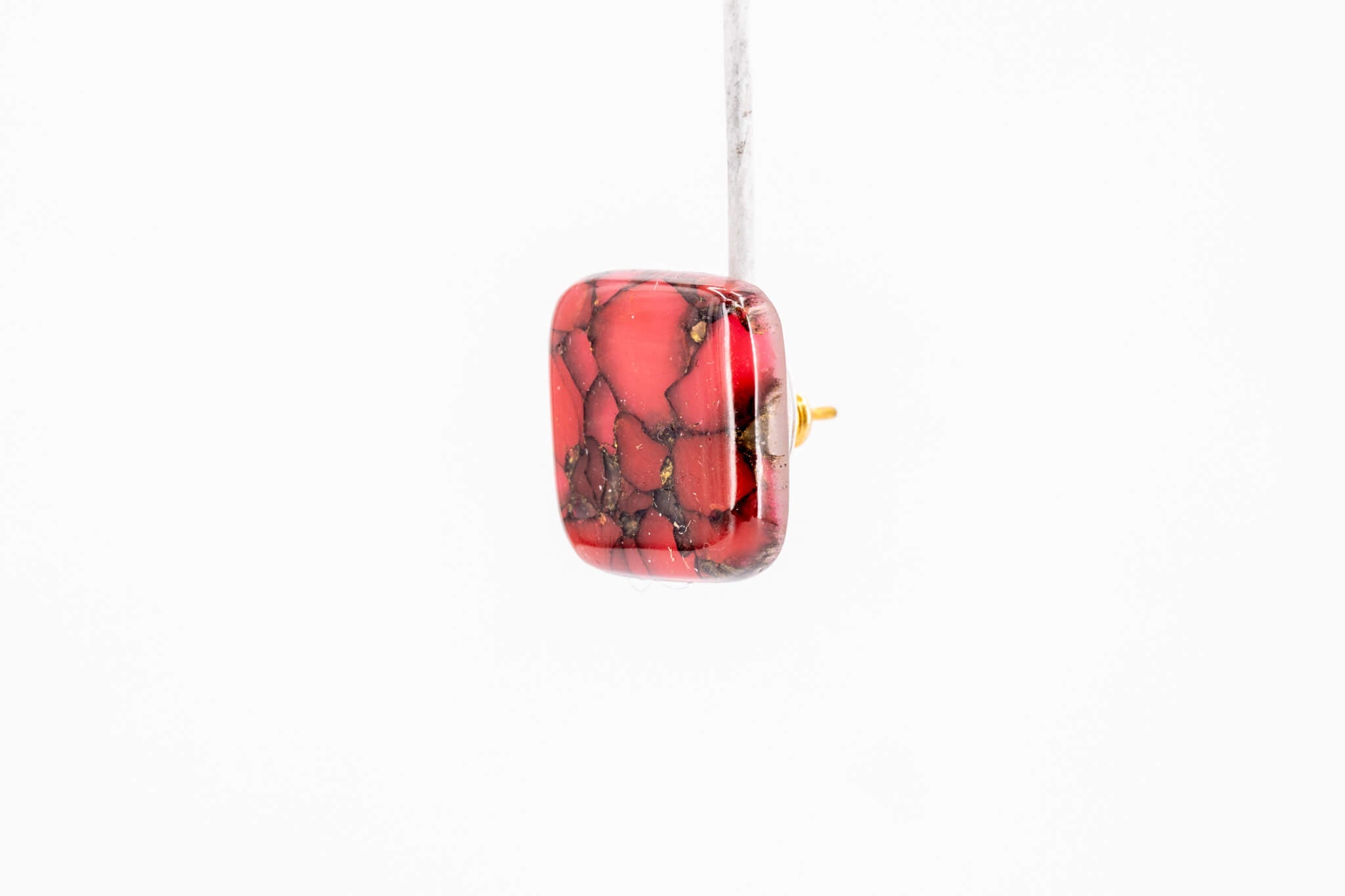 Crimson Stone Square Studs - Pearl Moon Creations