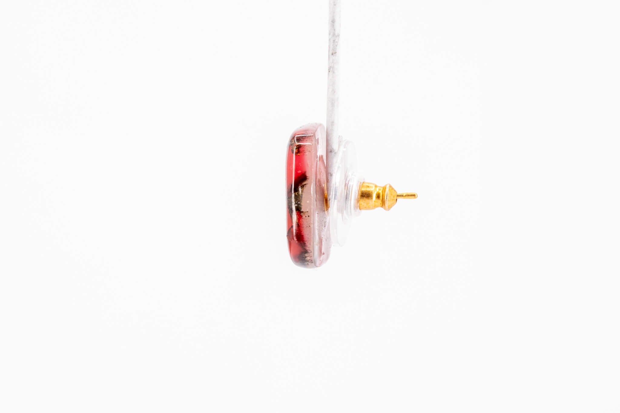 Crimson Stone Square Studs - Pearl Moon Creations