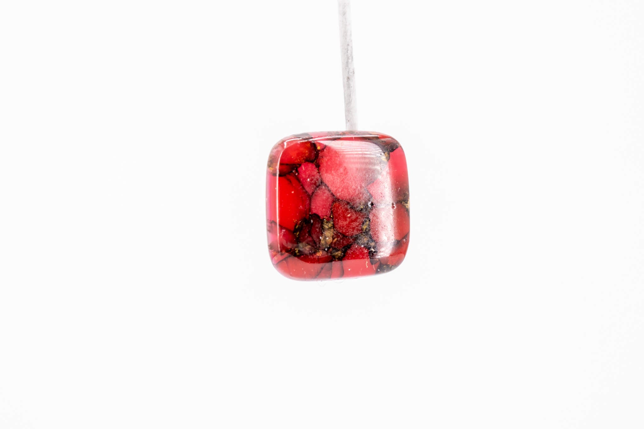Crimson Stone Square Studs - Pearl Moon Creations