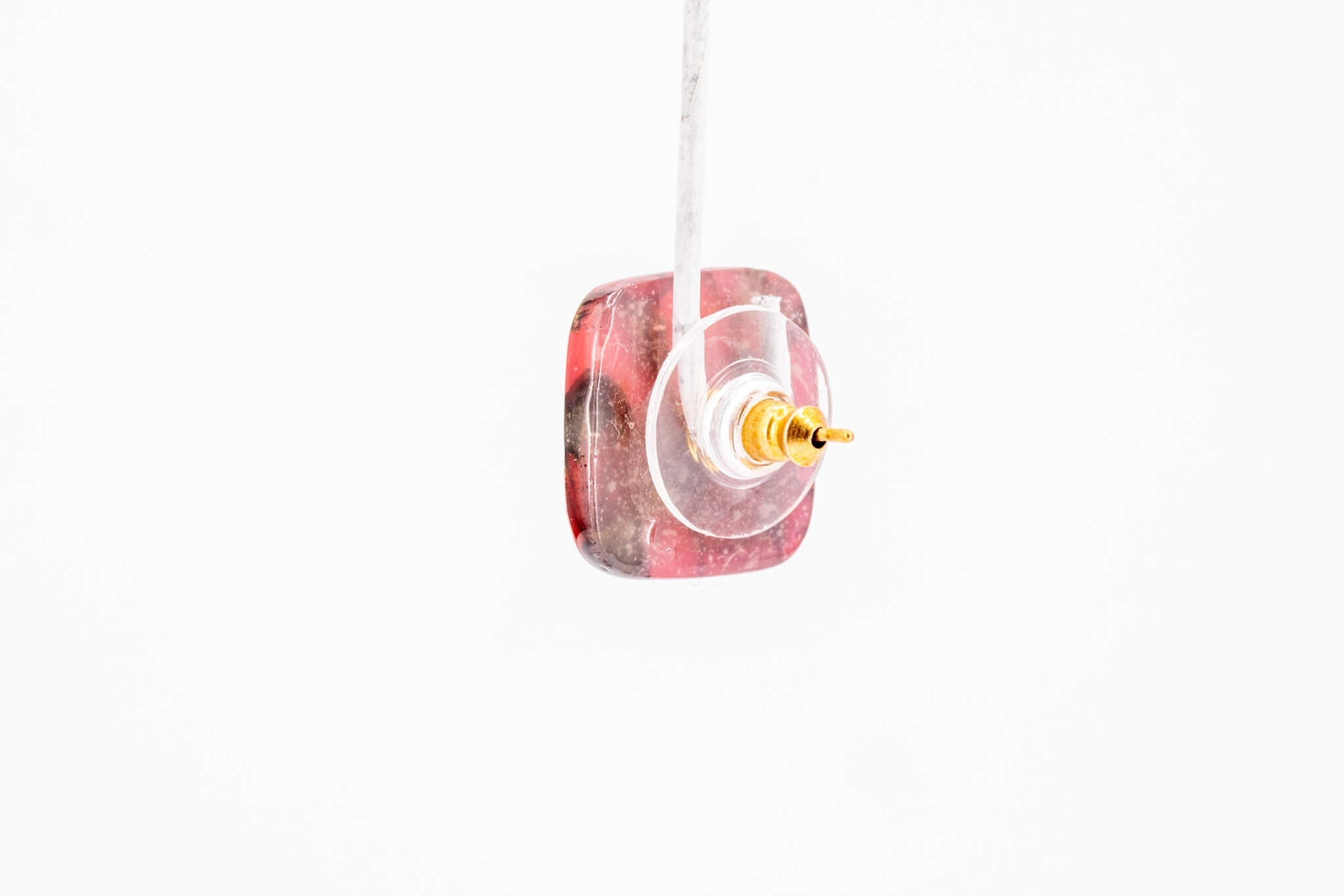 Crimson Stone Square Studs - Pearl Moon Creations