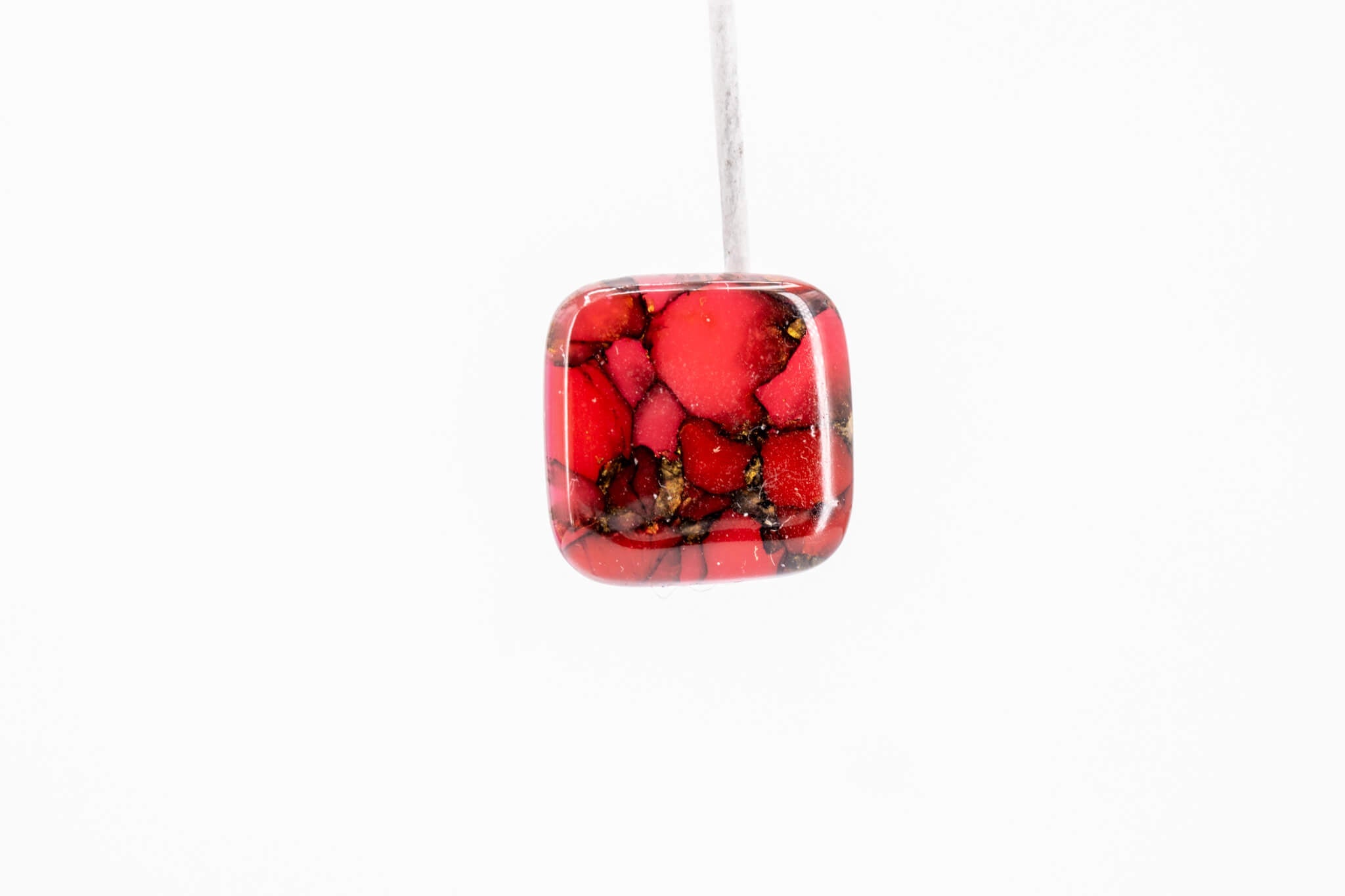 Crimson Stone Square Studs - Pearl Moon Creations