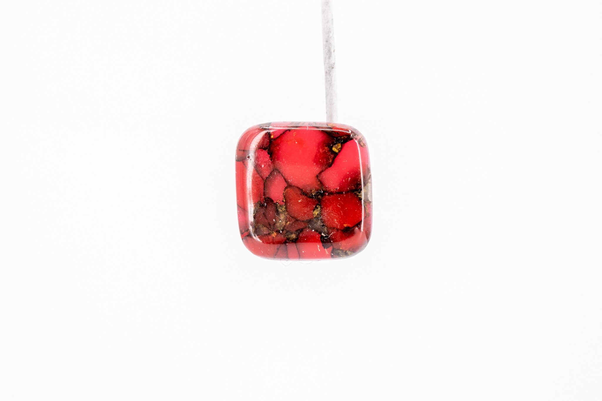 Crimson Stone Square Studs - Pearl Moon Creations