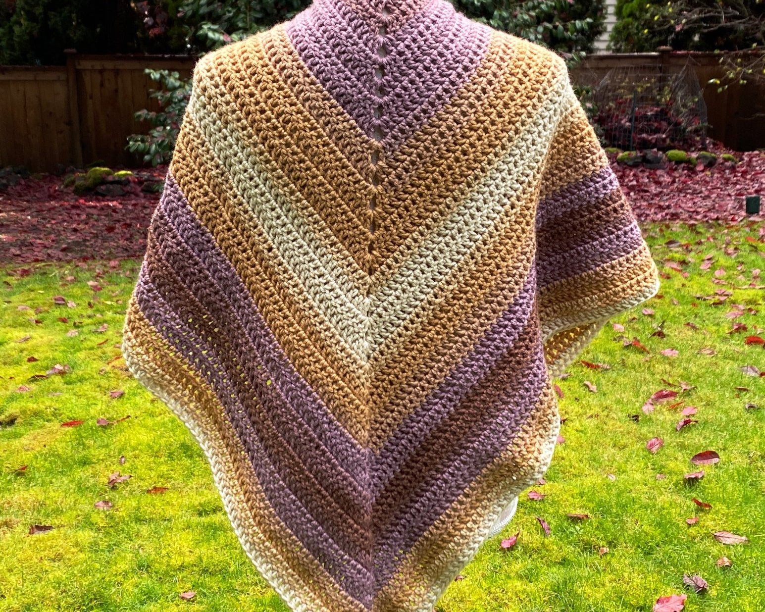 Crochet V Shawl in Seashell - Pearl Moon Creations