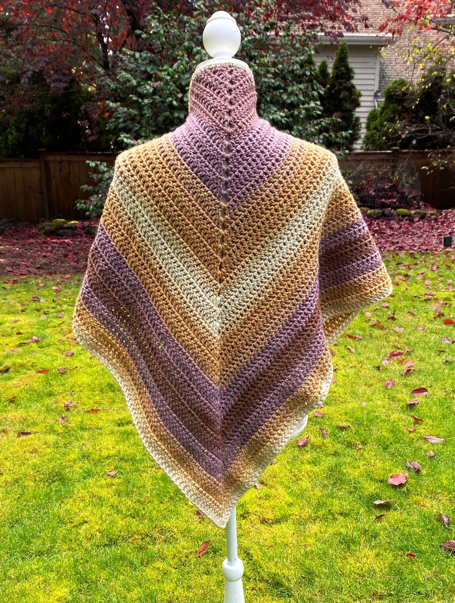 Crochet V Shawl in Seashell - Pearl Moon Creations
