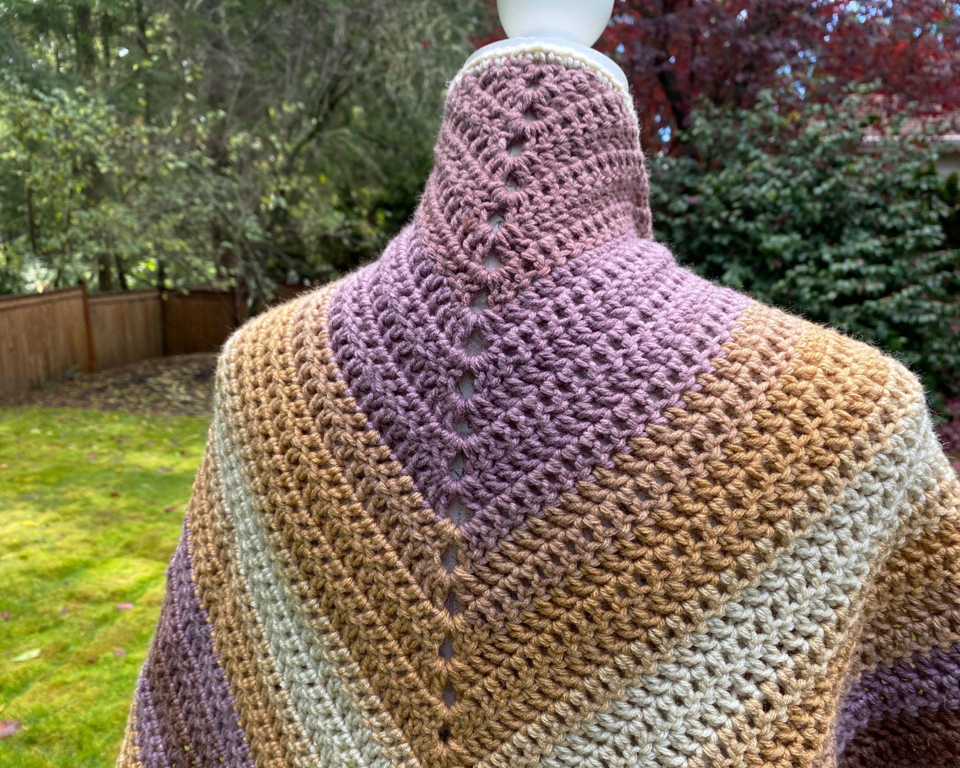 Crochet V Shawl in Seashell - Pearl Moon Creations
