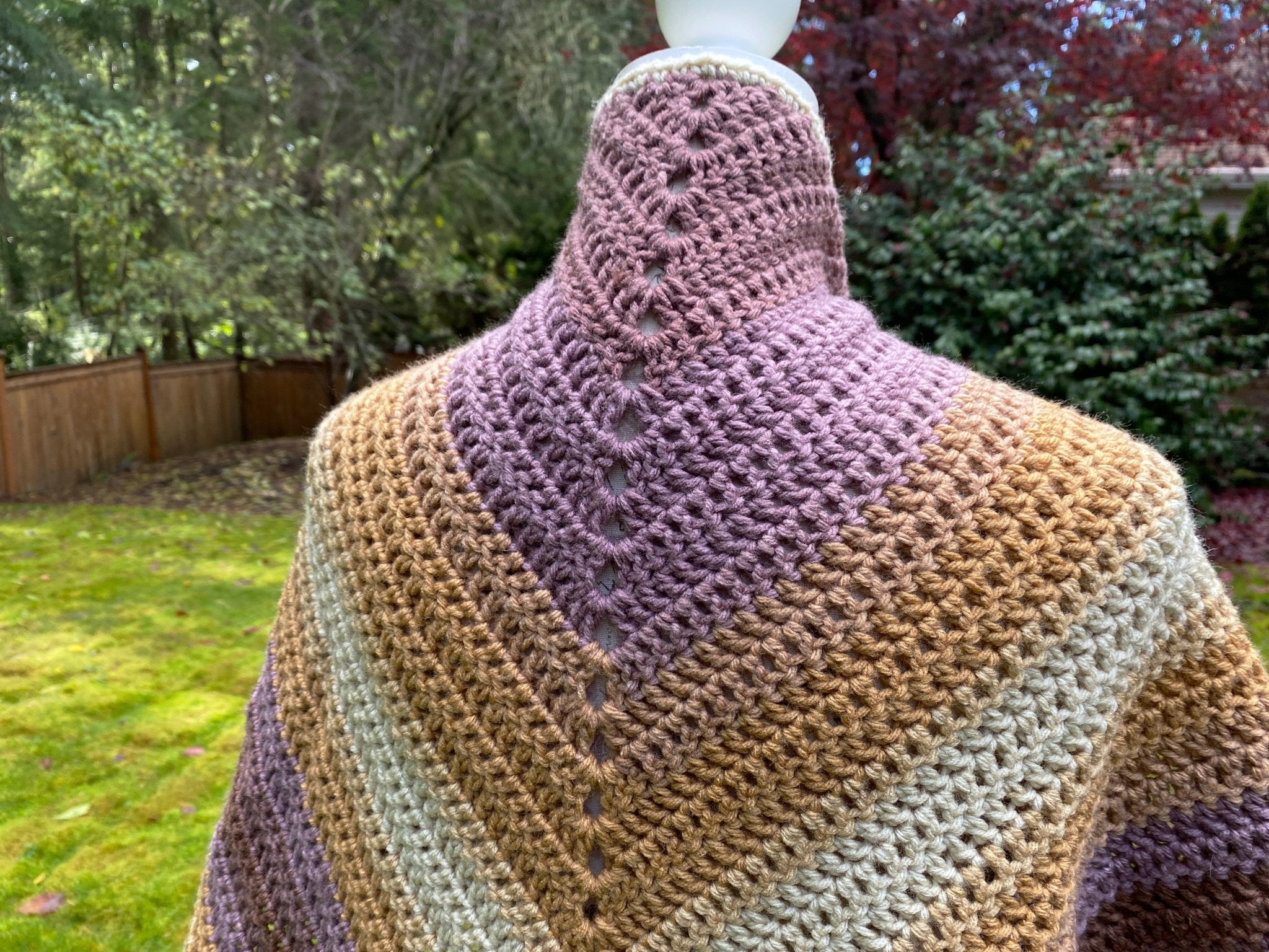 Crochet V Shawl in Seashell - Pearl Moon Creations