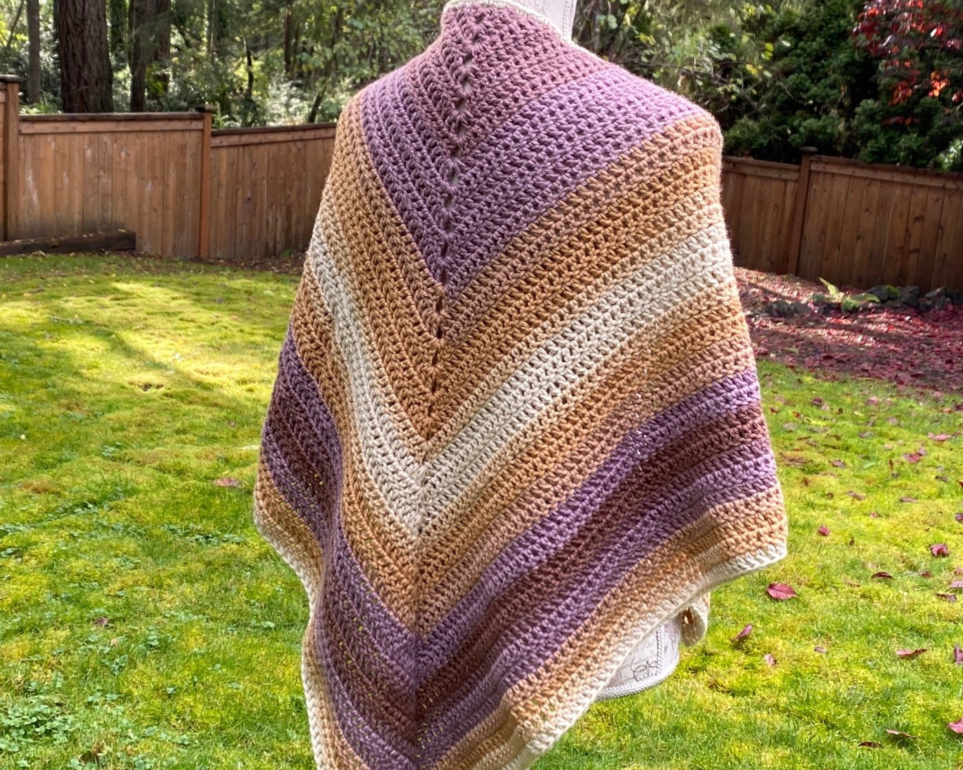 Crochet V Shawl in Seashell - Pearl Moon Creations