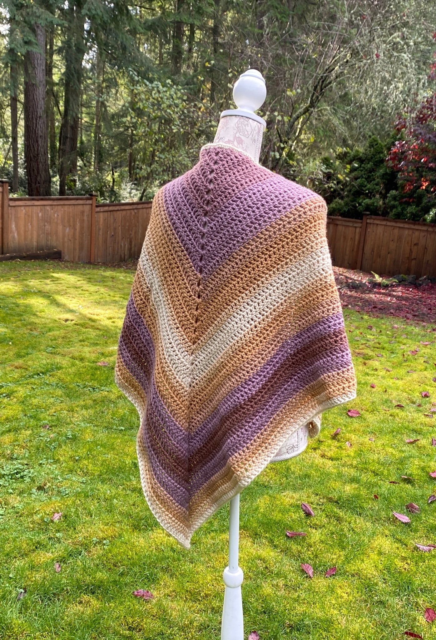 Crochet V Shawl in Seashell - Pearl Moon Creations