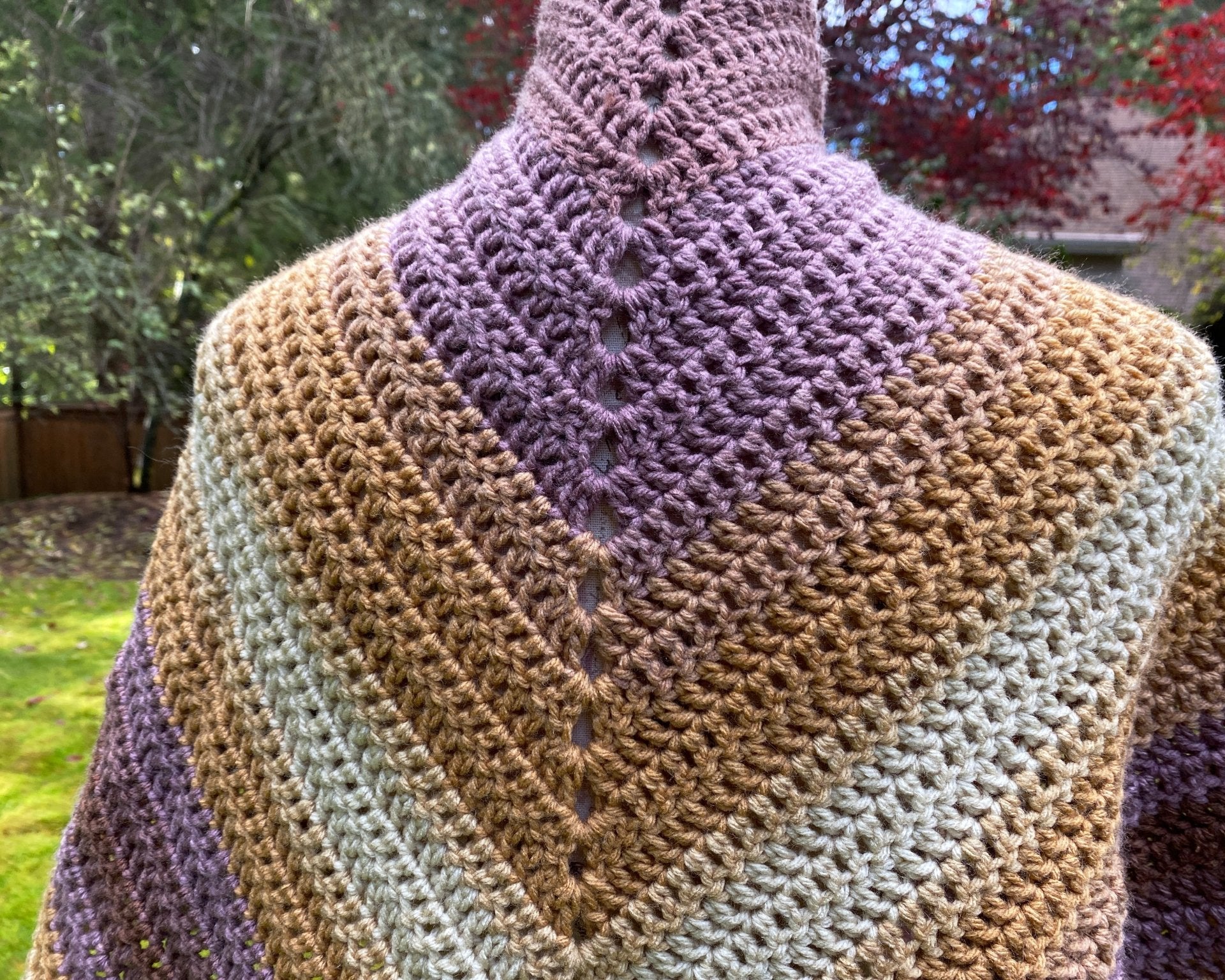 Crochet V Shawl in Seashell - Pearl Moon Creations