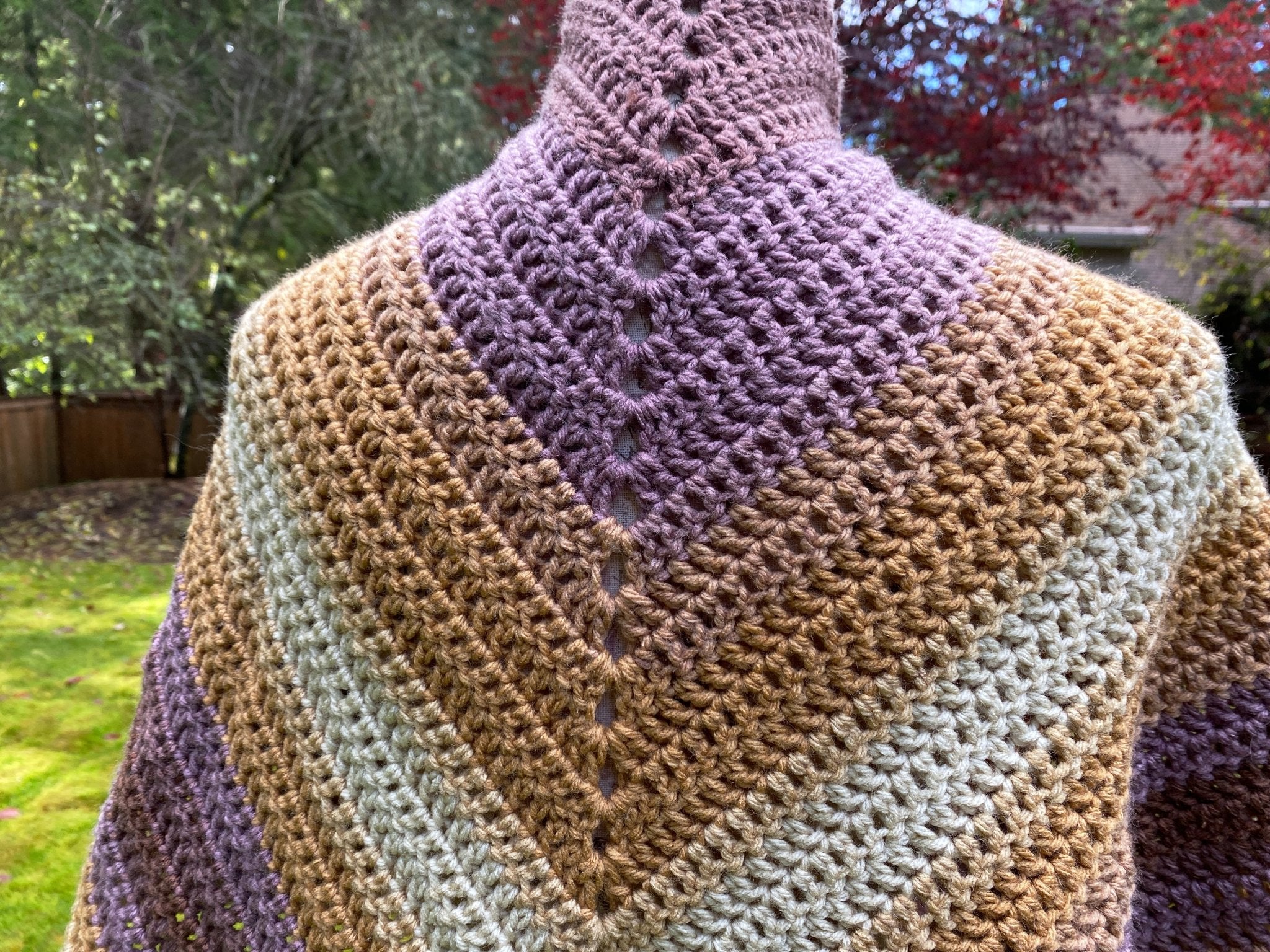 Crochet V Shawl in Seashell - Pearl Moon Creations