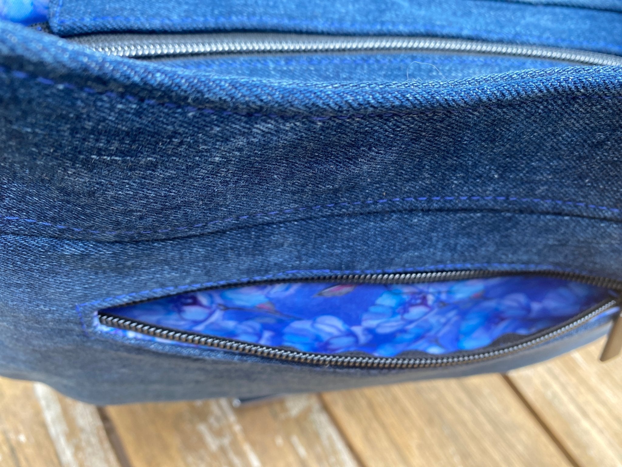 Custom Floral Denim Raelyn Shoulder Bag - Pearl Moon Creations