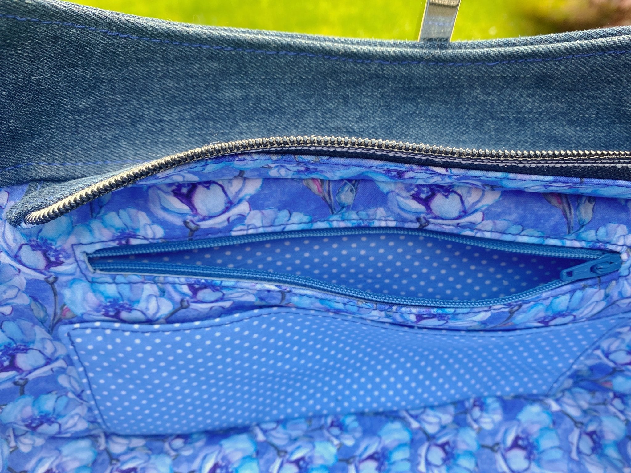 Custom Floral Denim Raelyn Shoulder Bag - Pearl Moon Creations