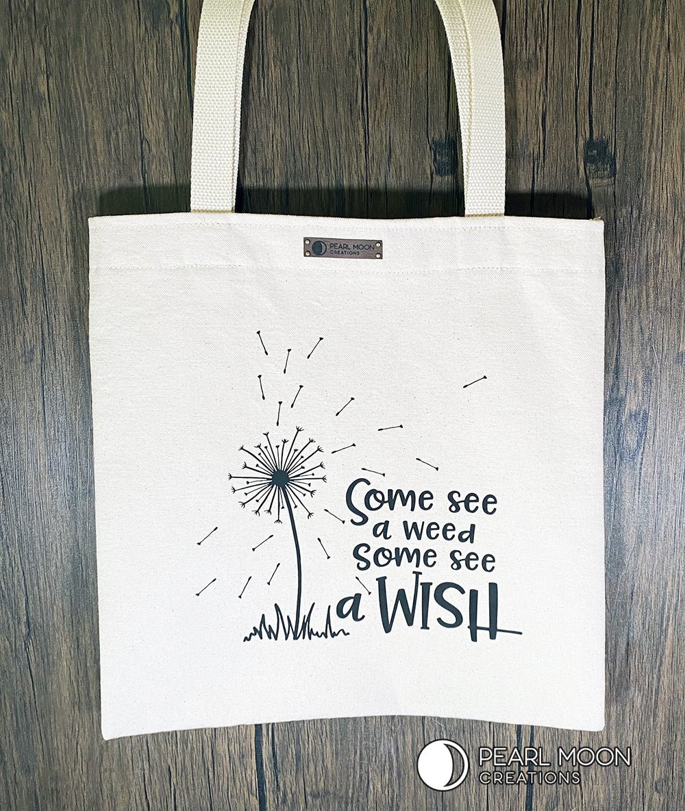 Dandelion Cotton Canvas Tote Bag - Pearl Moon Creations