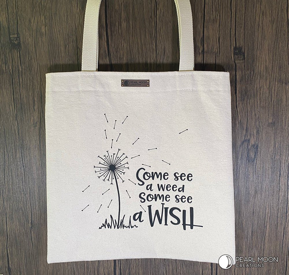 Dandelion Cotton Canvas Tote Bag - Pearl Moon Creations