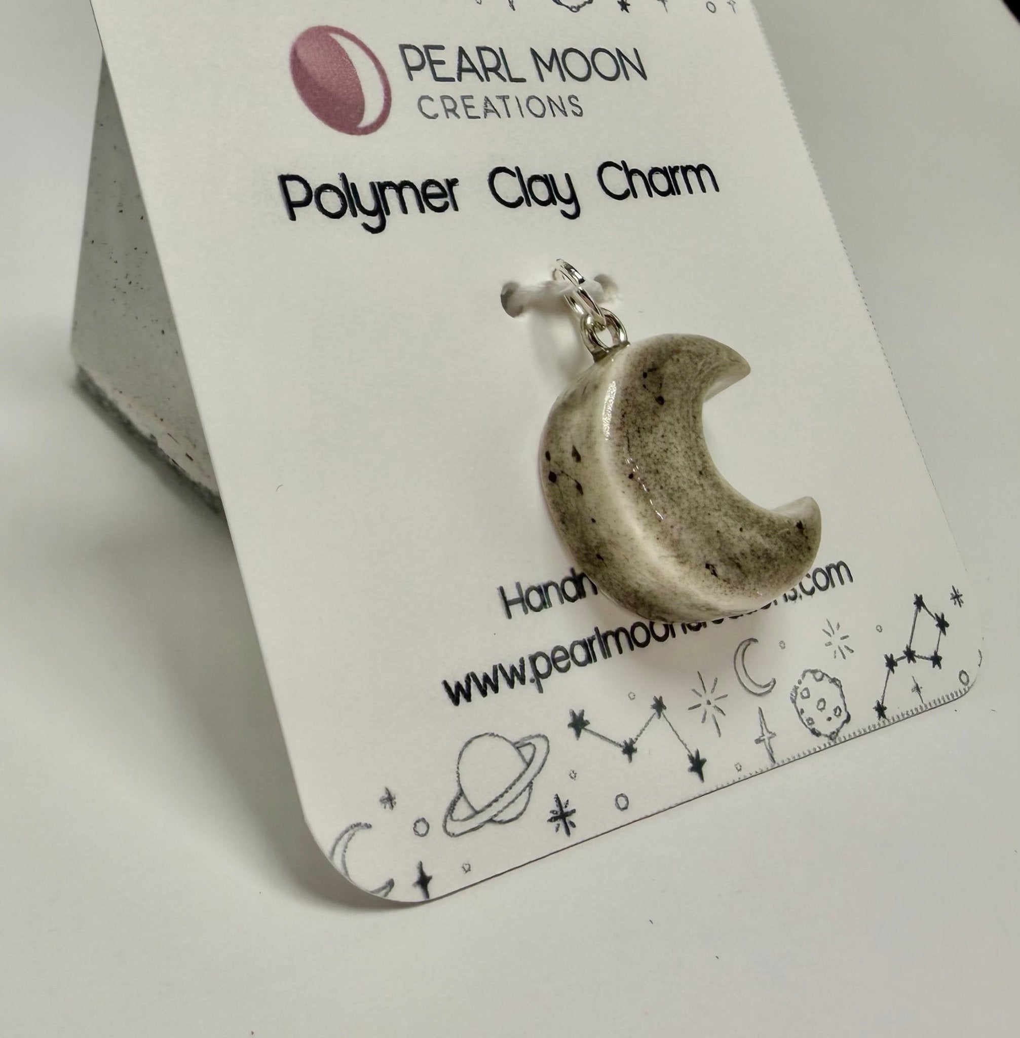 Faux Ceramic Clay Moon charm - Pearl Moon Creations
