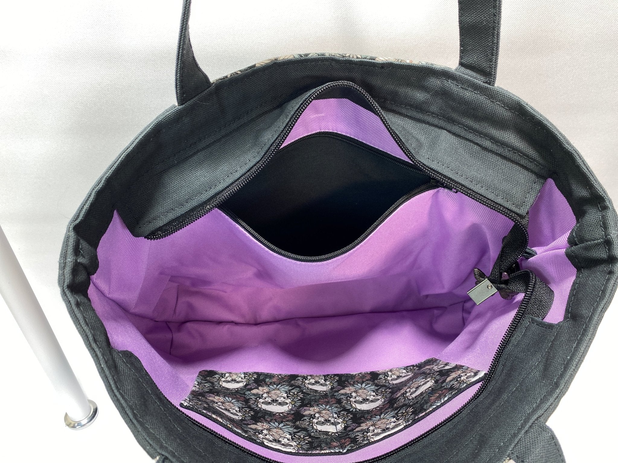 Floral Skull Pelican Tote Bag - Pearl Moon Creations