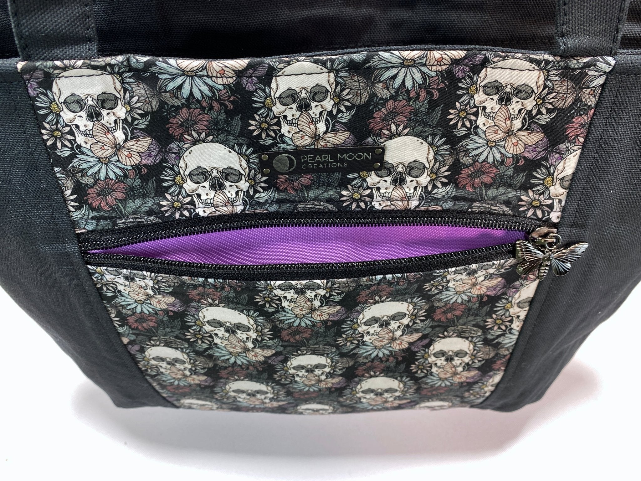 Floral Skull Pelican Tote Bag - Pearl Moon Creations