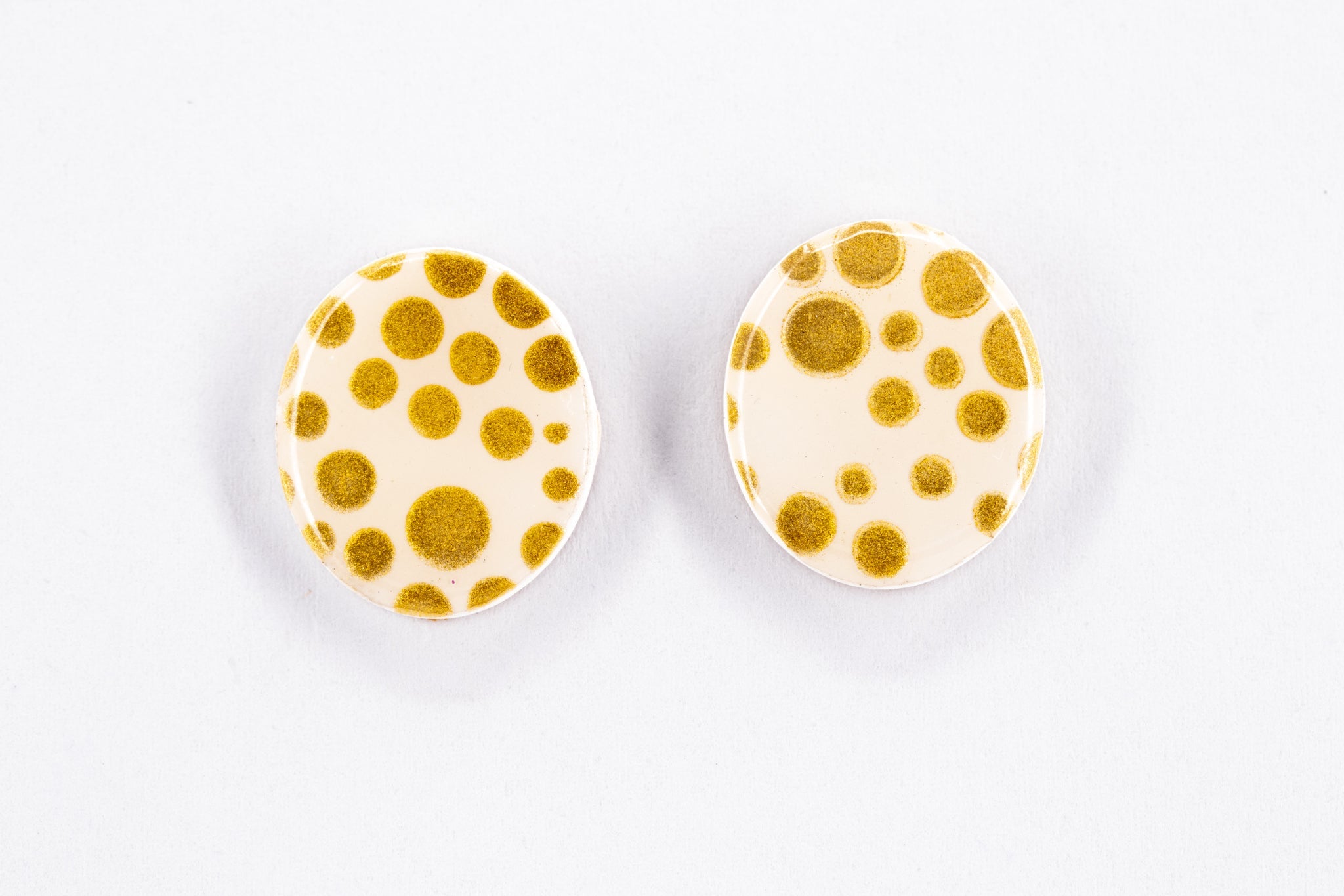 Gold Polka Dot Circle Earrings - Pearl Moon Creations