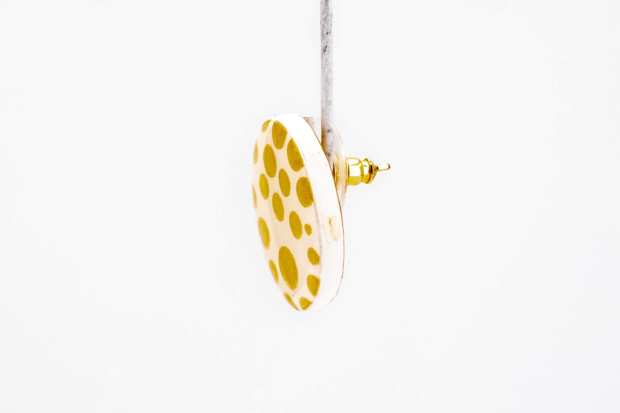 Gold Polka Dot Circle Earrings - Pearl Moon Creations