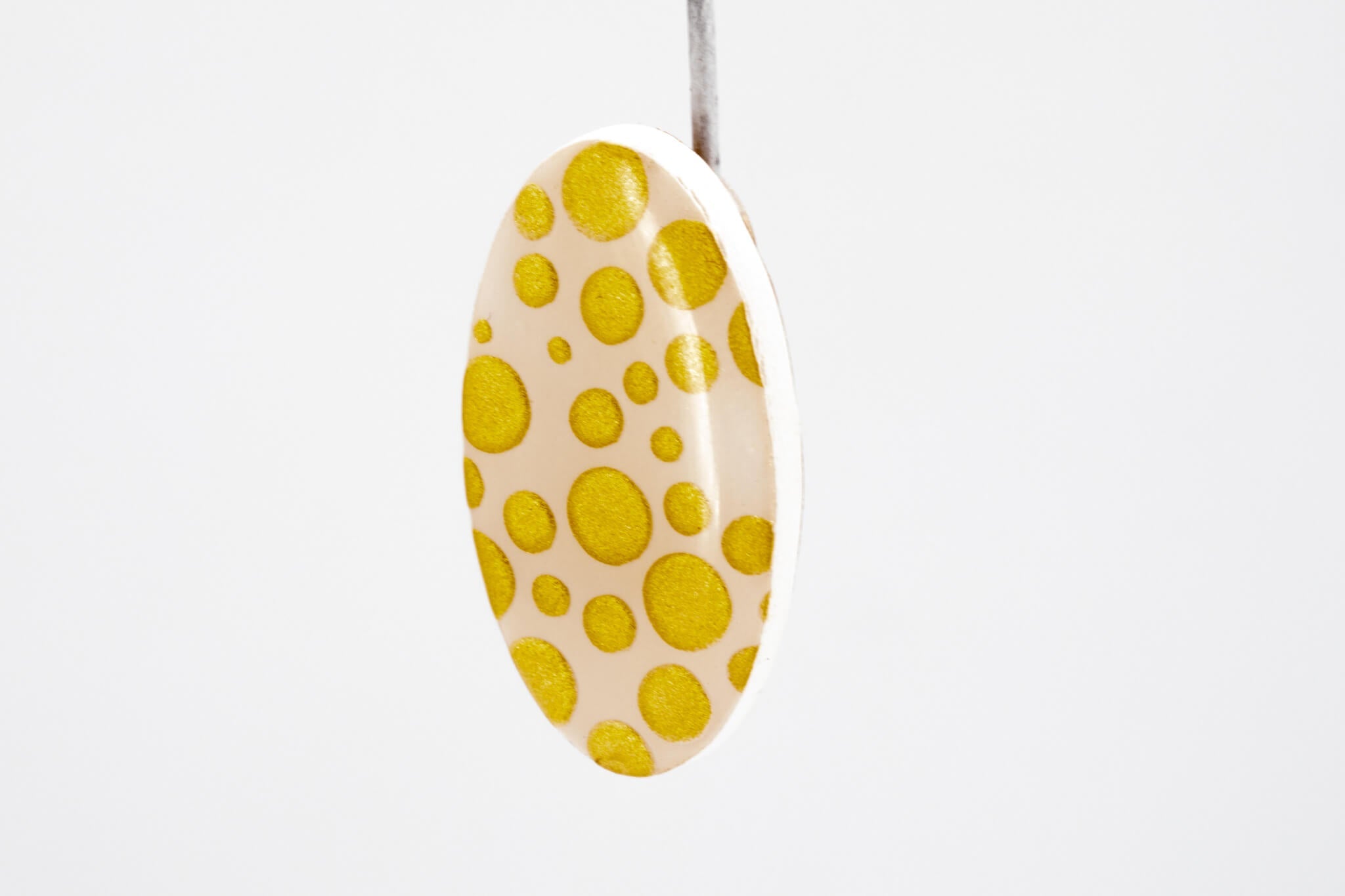 Gold Polka Dot Oval Earrings - Pearl Moon Creations