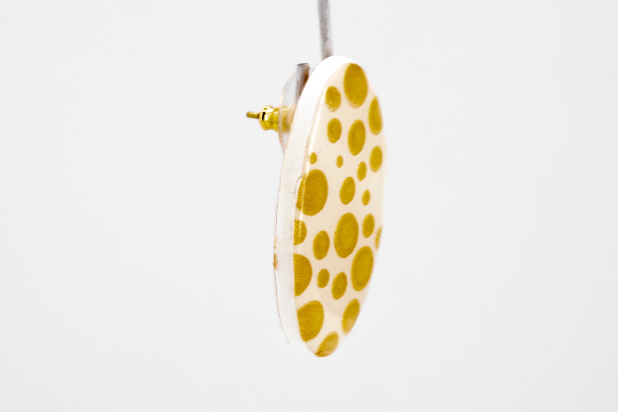 Gold Polka Dot Oval Earrings - Pearl Moon Creations