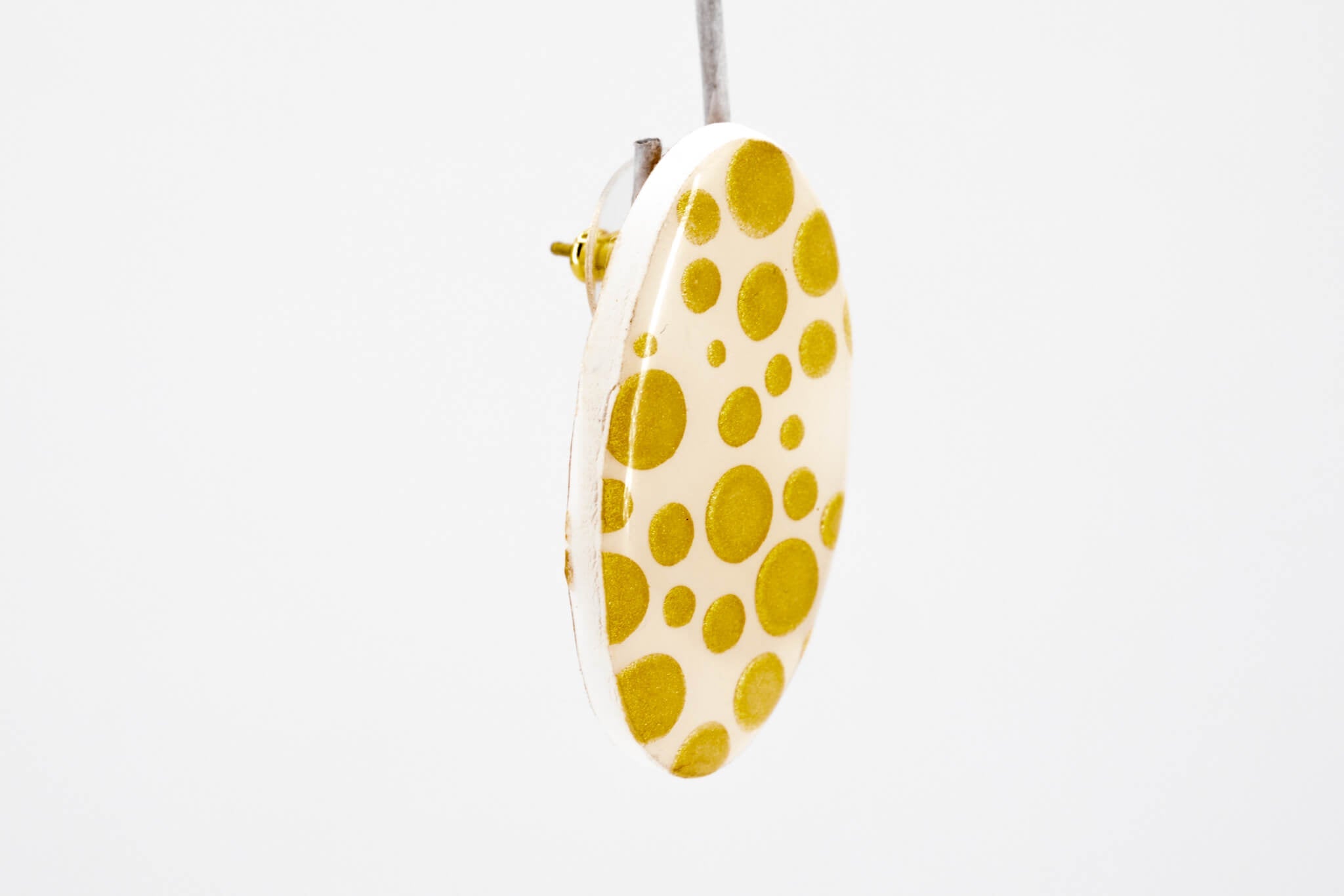 Gold Polka Dot Oval Earrings - Pearl Moon Creations