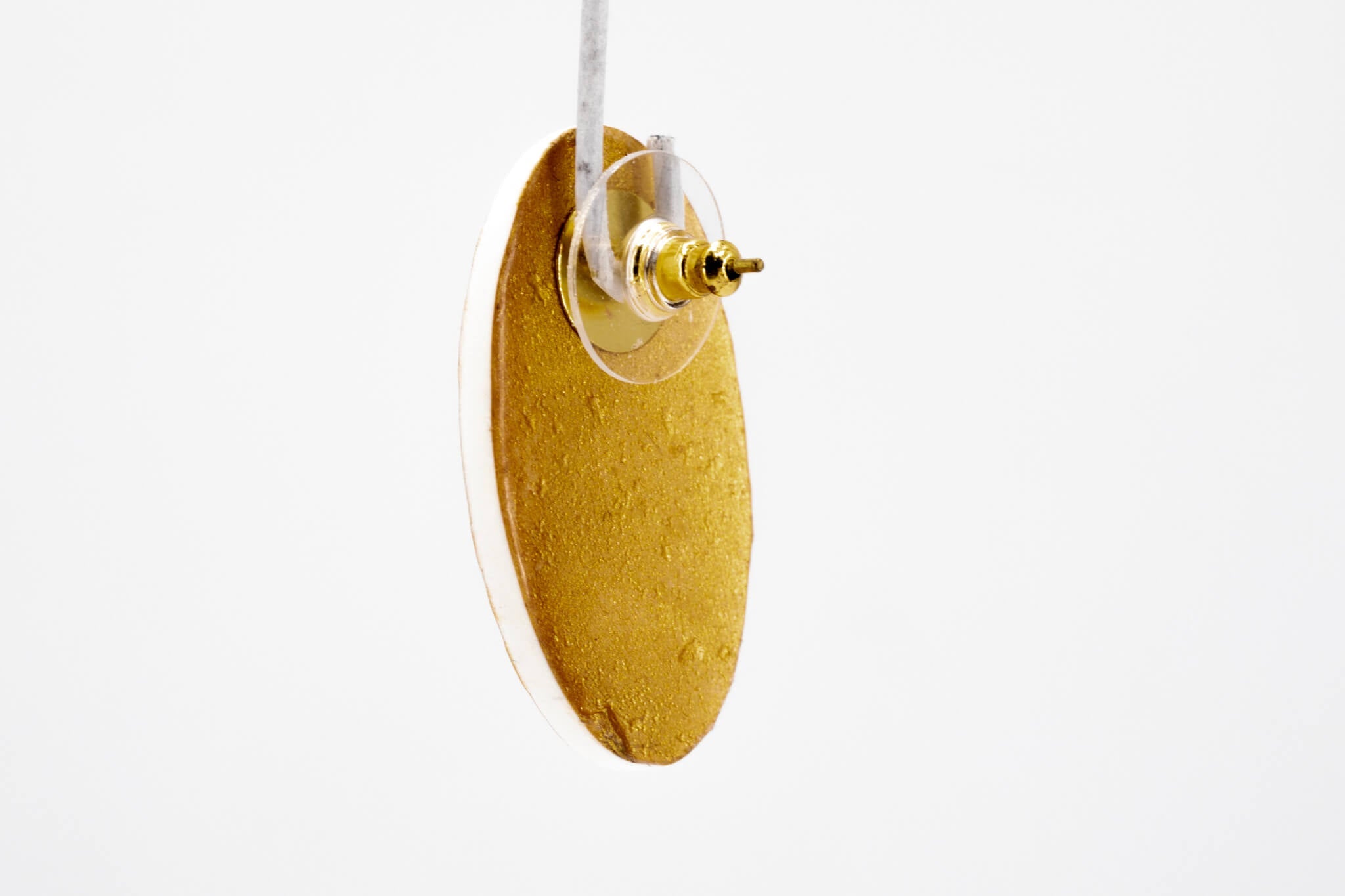 Gold Polka Dot Oval Earrings - Pearl Moon Creations