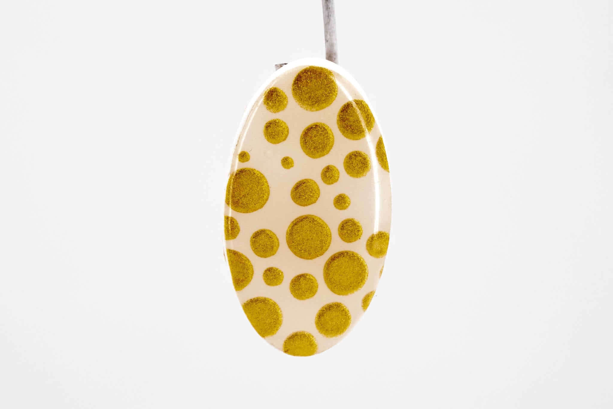 Gold Polka Dot Oval Earrings - Pearl Moon Creations