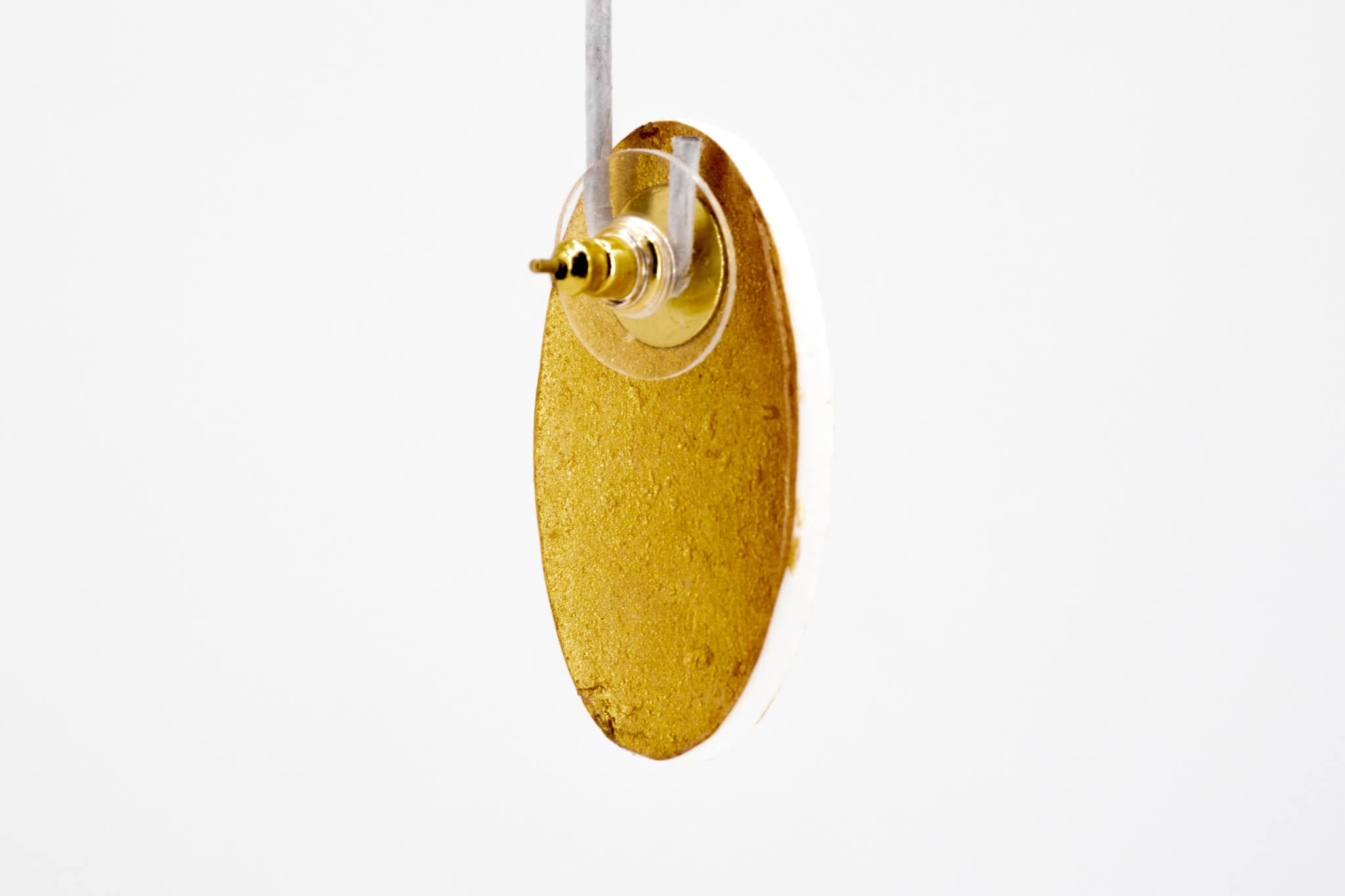 Gold Polka Dot Oval Earrings - Pearl Moon Creations