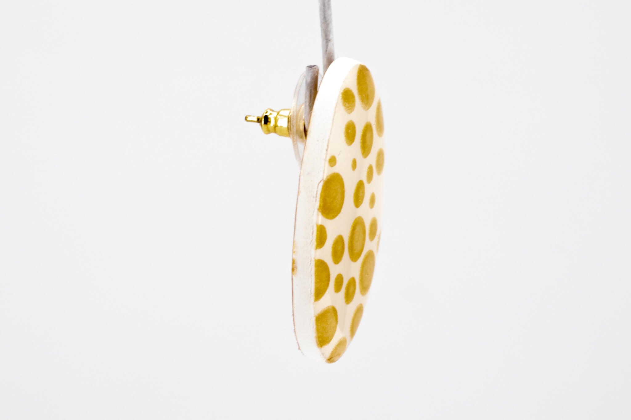 Gold Polka Dot Oval Earrings - Pearl Moon Creations