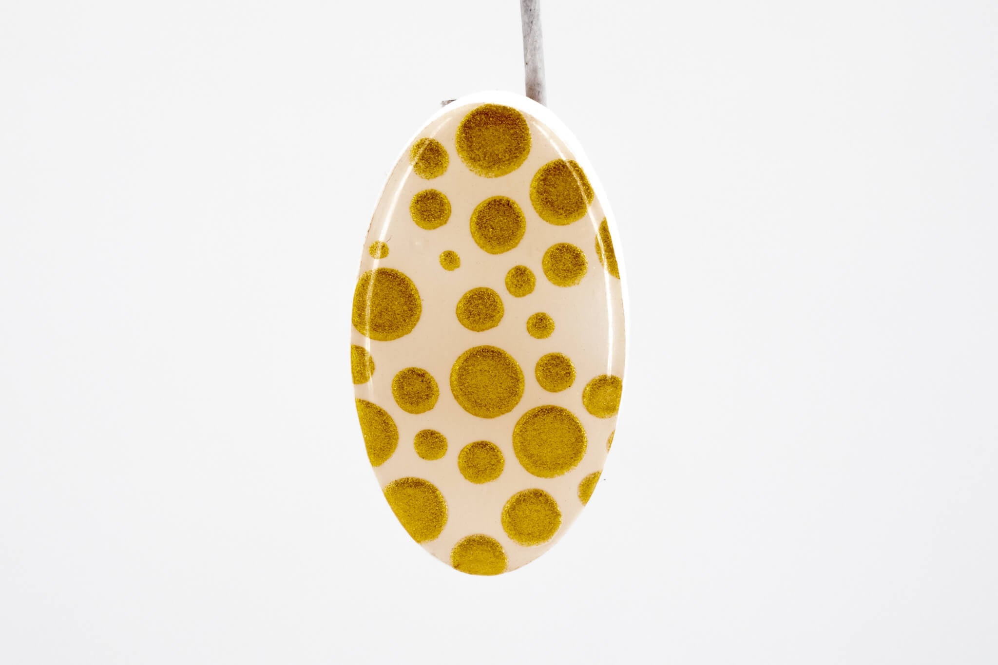 Gold Polka Dot Oval Earrings - Pearl Moon Creations