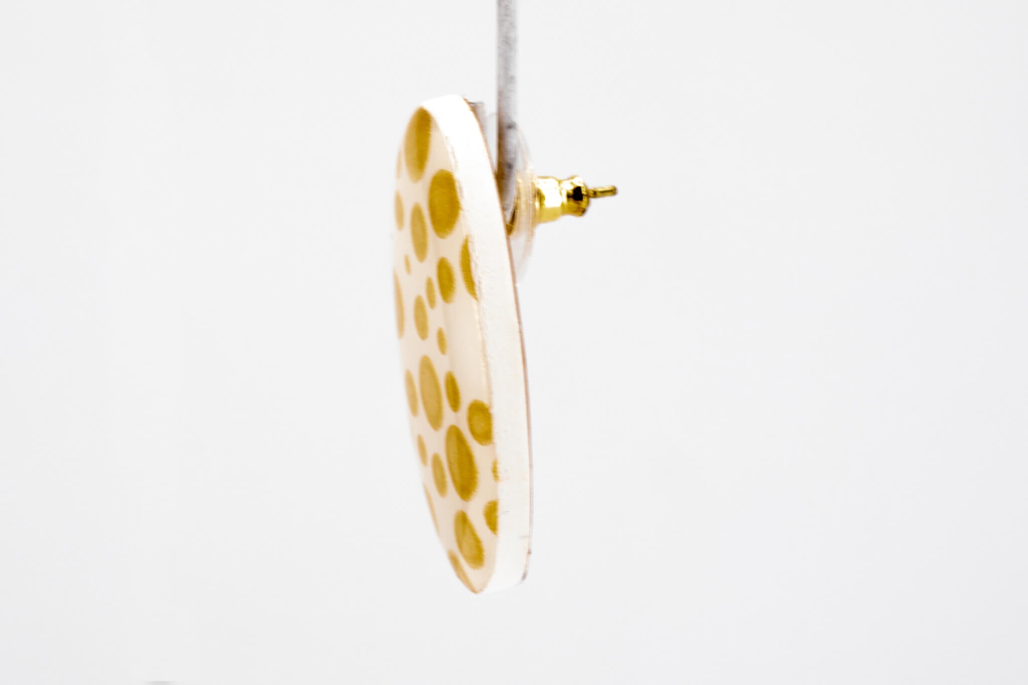 Gold Polka Dot Oval Earrings - Pearl Moon Creations