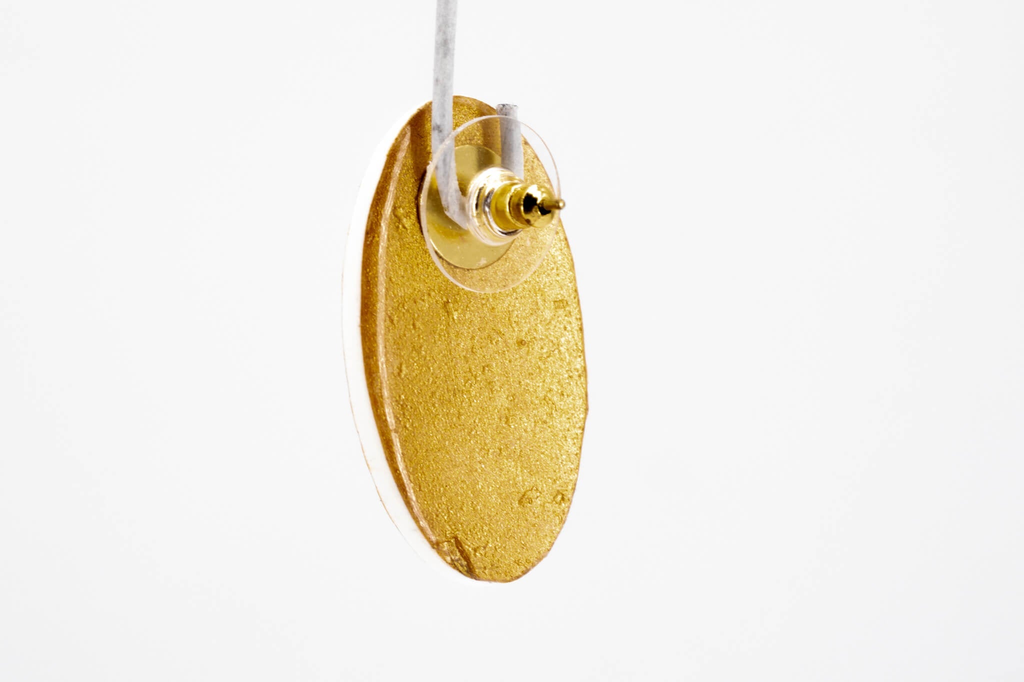 Gold Polka Dot Oval Earrings - Pearl Moon Creations