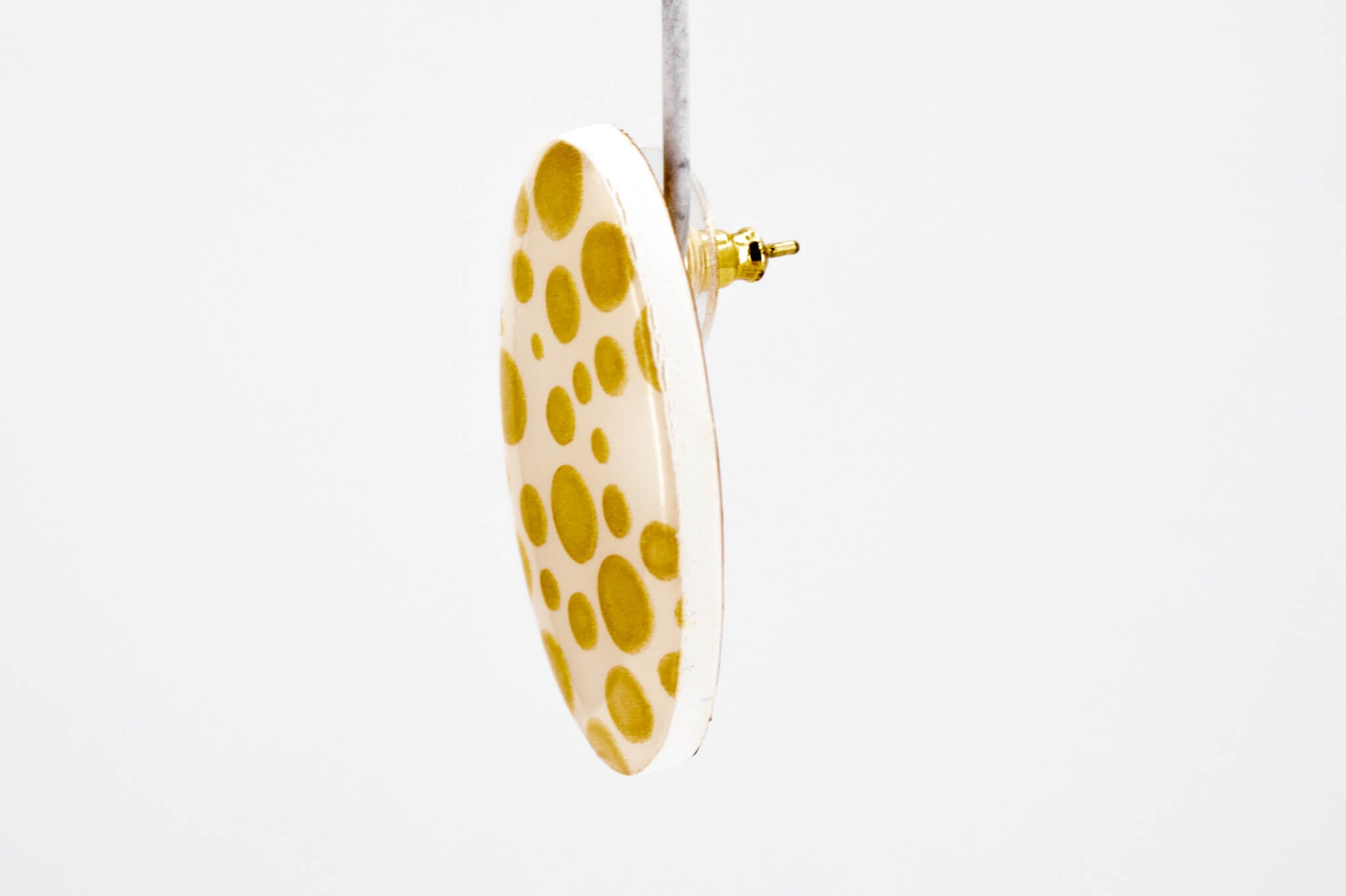 Gold Polka Dot Oval Earrings - Pearl Moon Creations