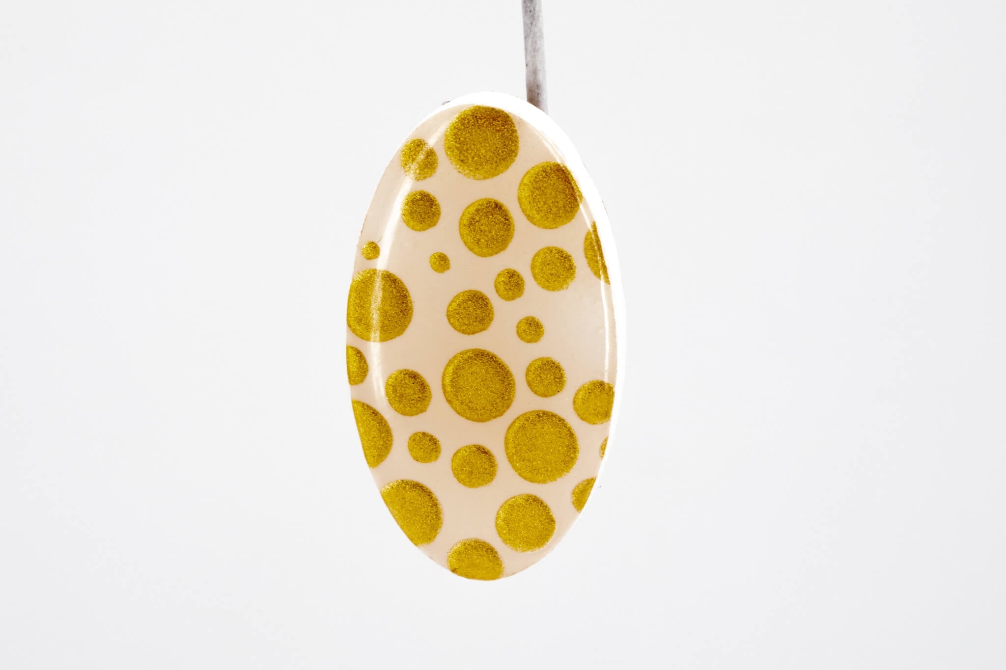Gold Polka Dot Oval Earrings - Pearl Moon Creations
