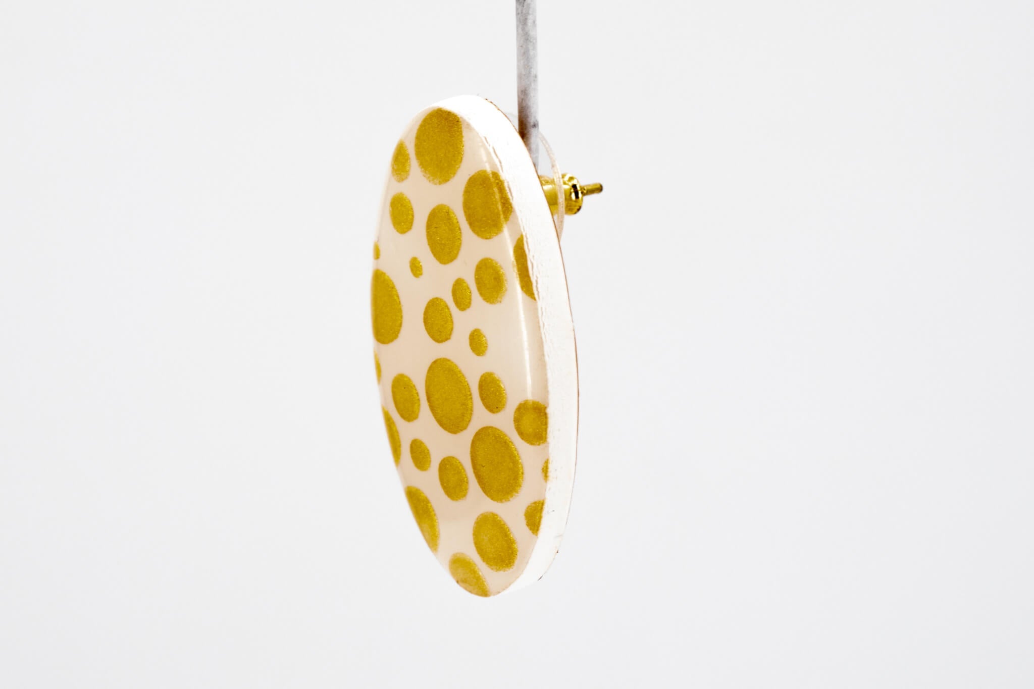 Gold Polka Dot Oval Earrings - Pearl Moon Creations