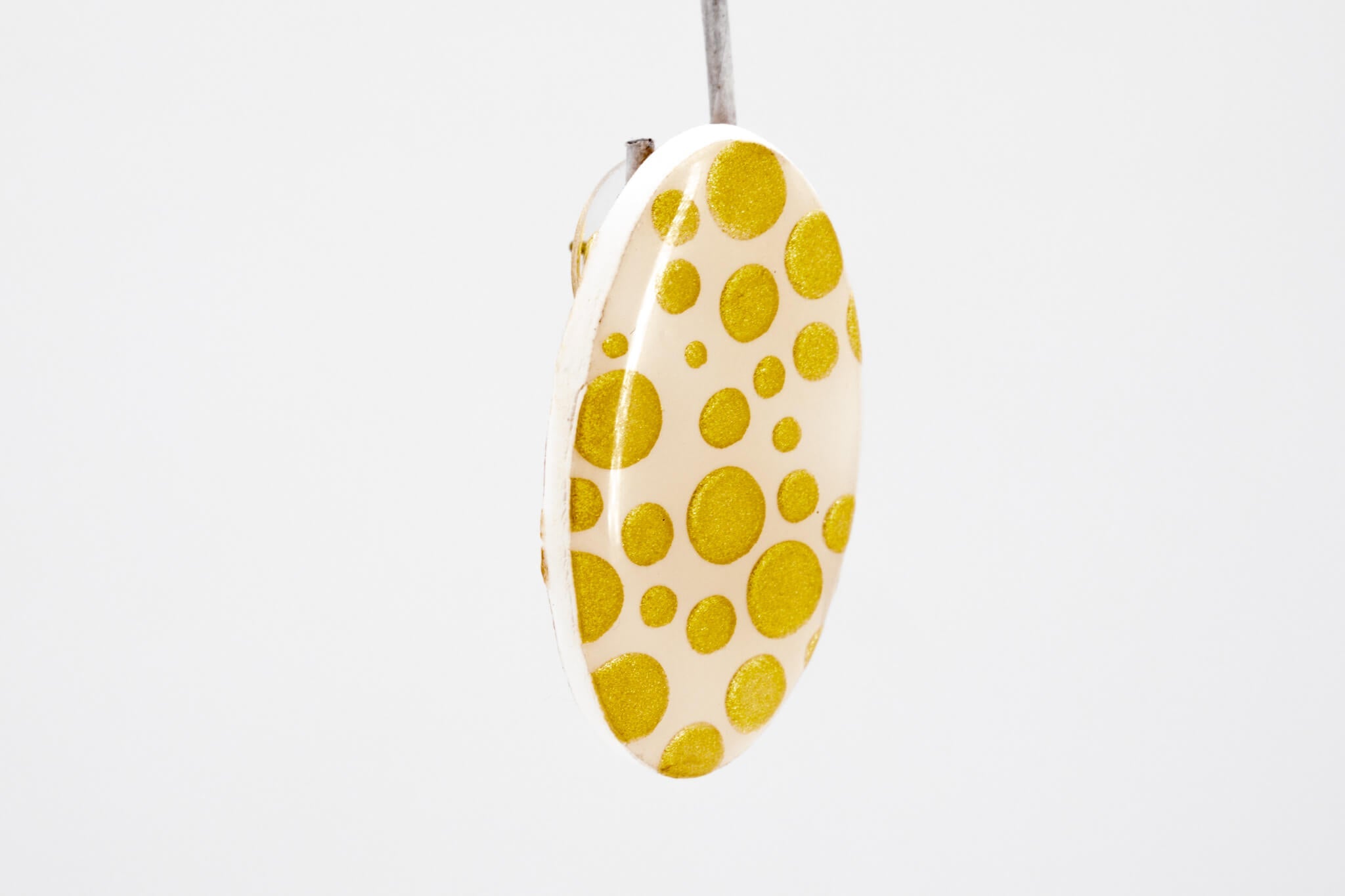 Gold Polka Dot Oval Earrings - Pearl Moon Creations