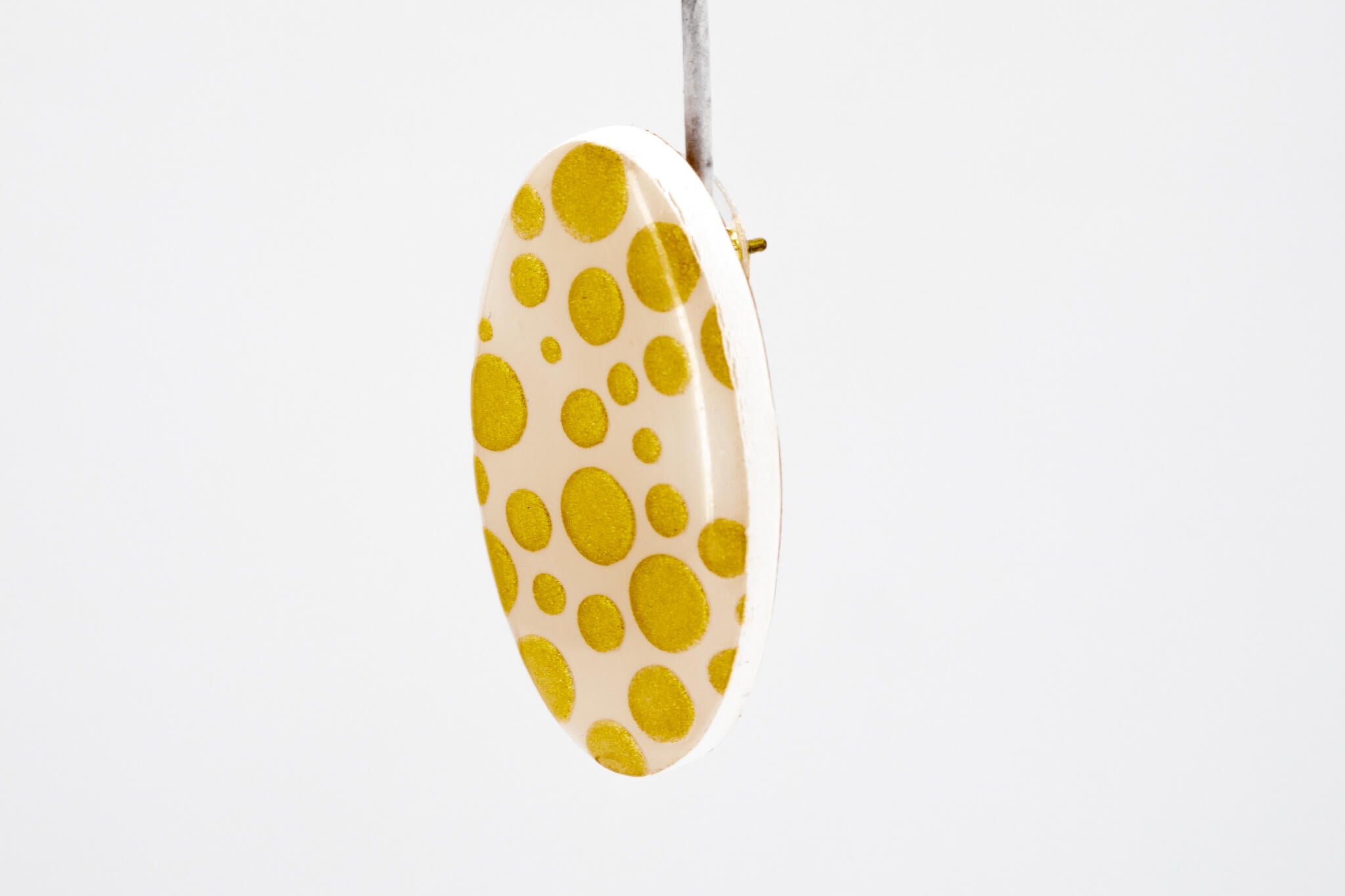 Gold Polka Dot Oval Earrings - Pearl Moon Creations