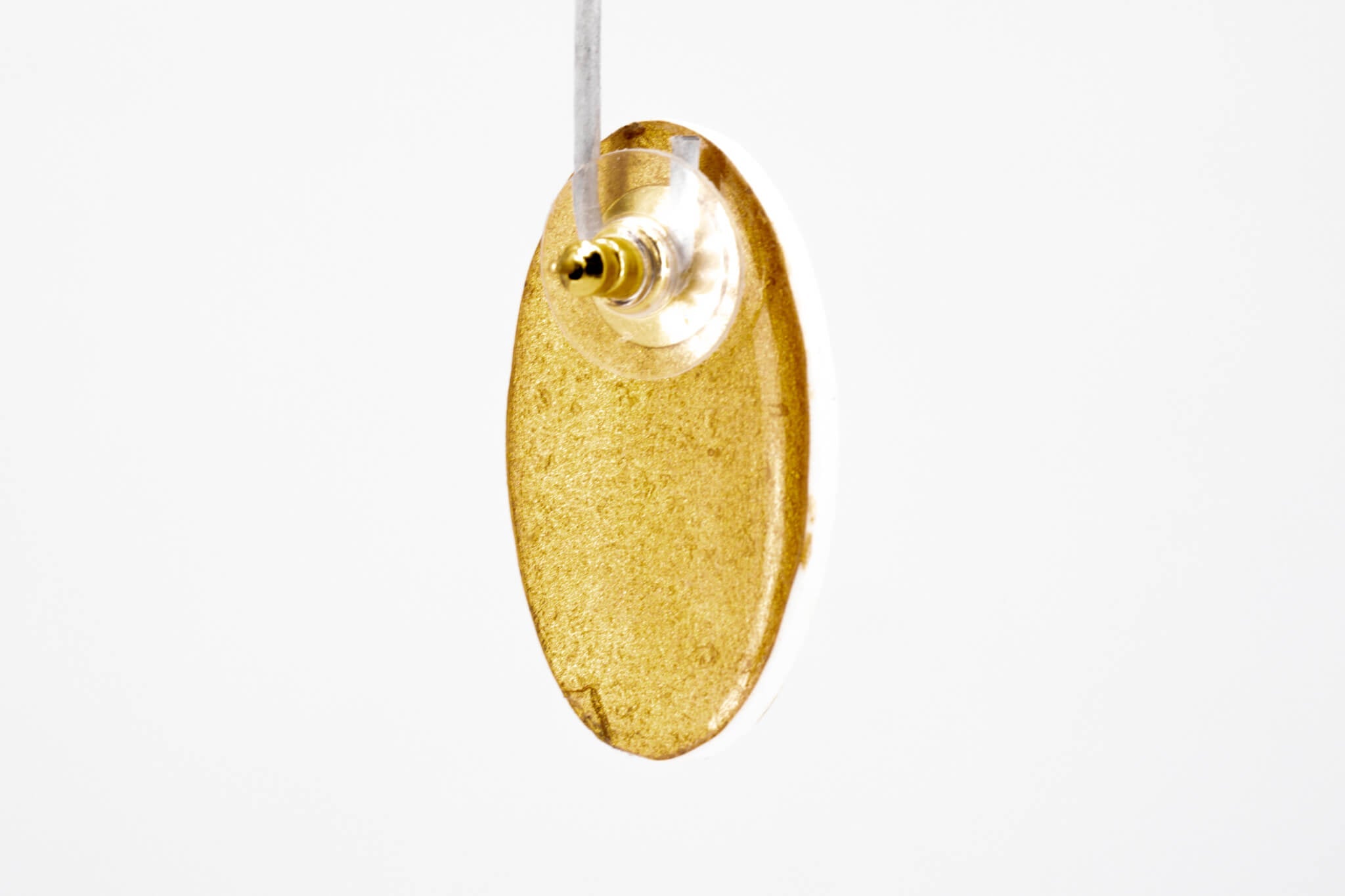 Gold Polka Dot Oval Earrings - Pearl Moon Creations