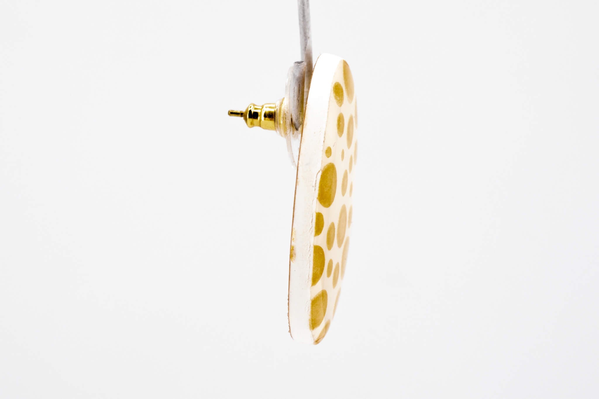 Gold Polka Dot Oval Earrings - Pearl Moon Creations