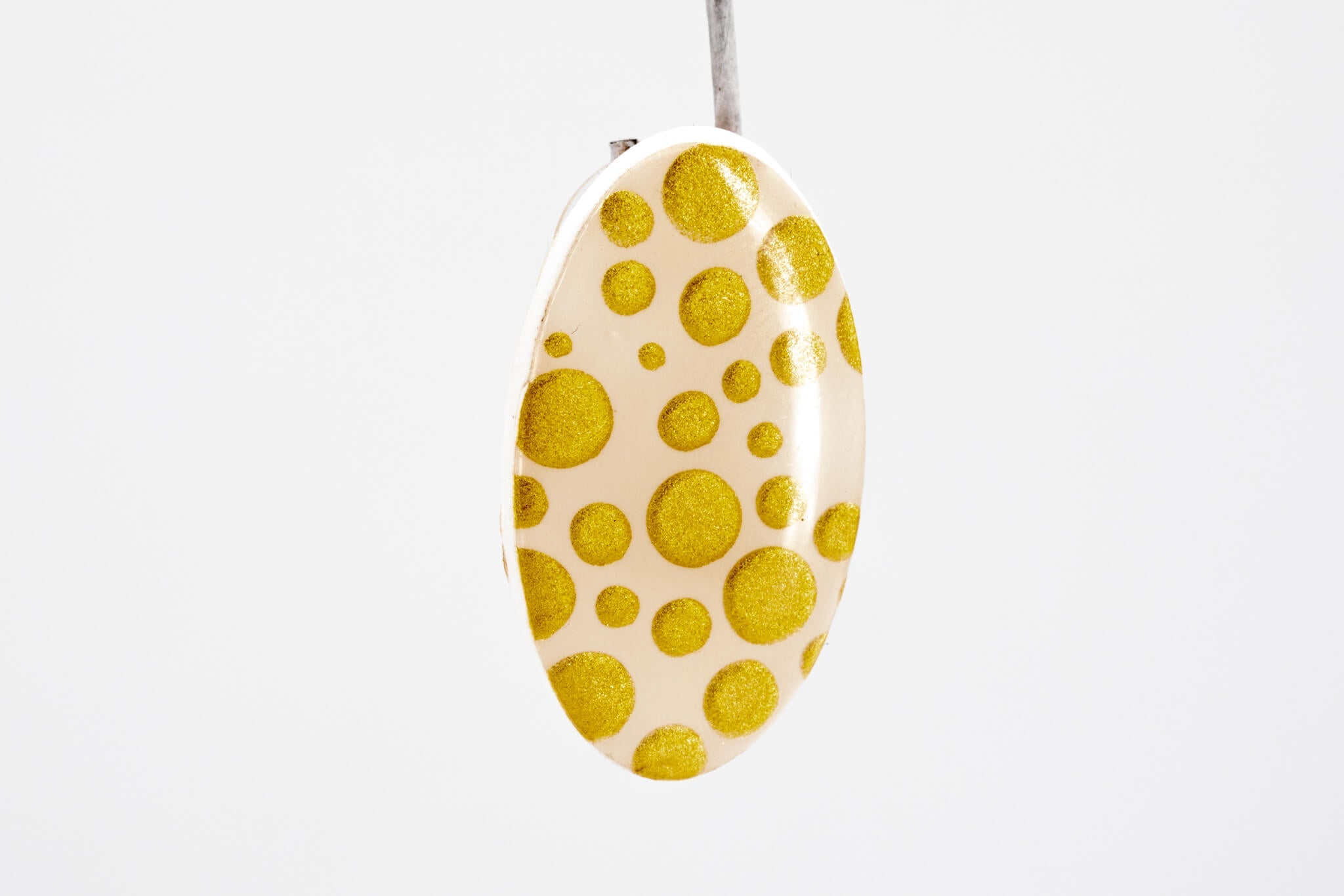 Gold Polka Dot Oval Earrings - Pearl Moon Creations