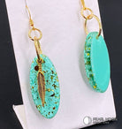 Mint Green and Gold Resin Earrings - Pearl Moon Creations